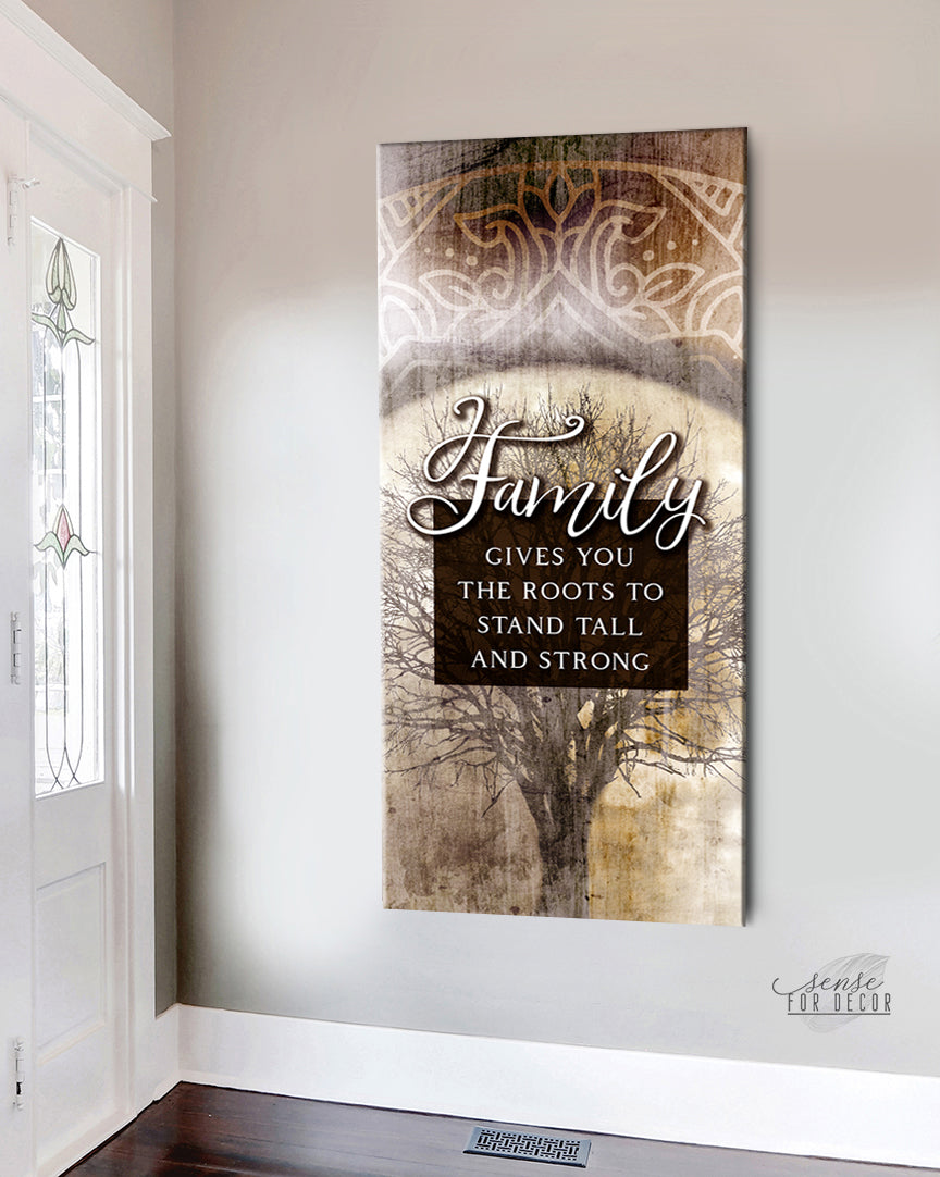 Family Wall Art: Family Gives Roots - Wood Frame, Ready To Hang! Buy 2, Save 20%