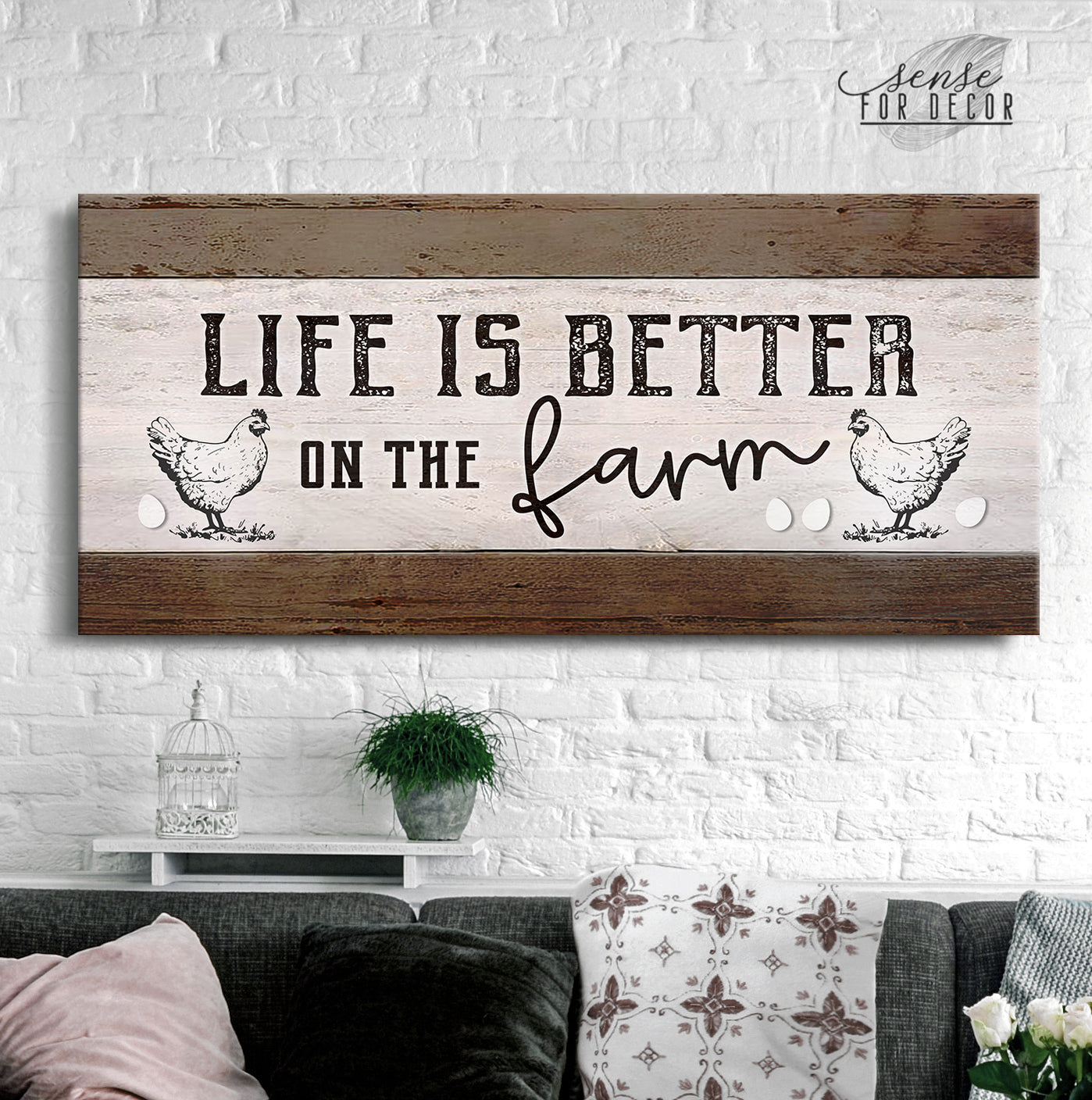 High - Quality Wood - Framed Farm Wall Art: Life's Better on the Farm V2 (Ready To Hang)