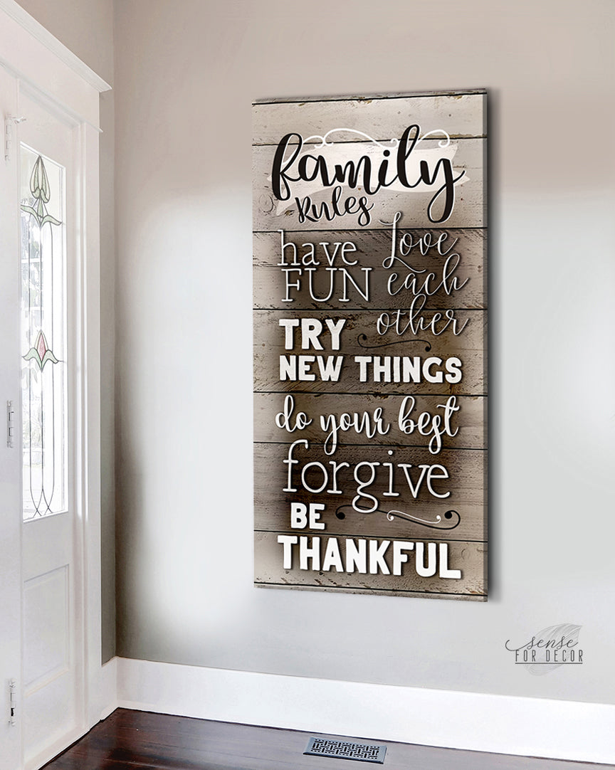 Exclusive Family Wall Art - Family Rules V4 with Wood Frame, Ready to Hang! Buy 2 Save 20%