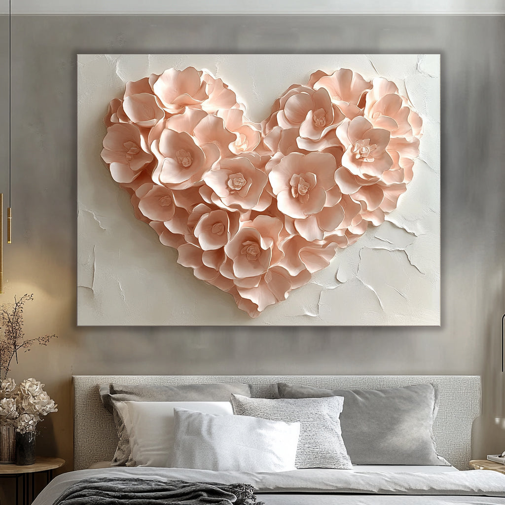 High - Quality Wood - Framed Floral Heart Bouquet Home Wall Art