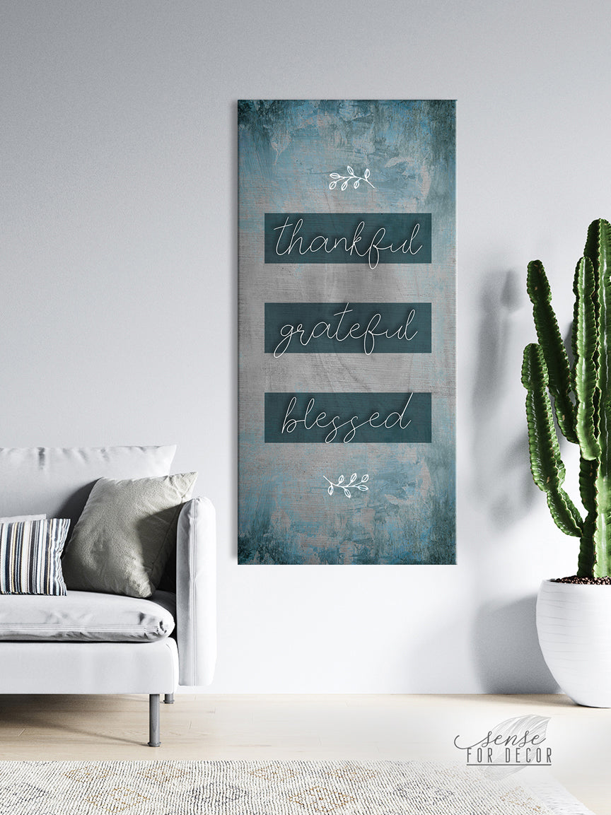 Hot Deal! Christian Wall Art - Thankful Grateful Blessed V14 with Wood Frame, Ready to Hang