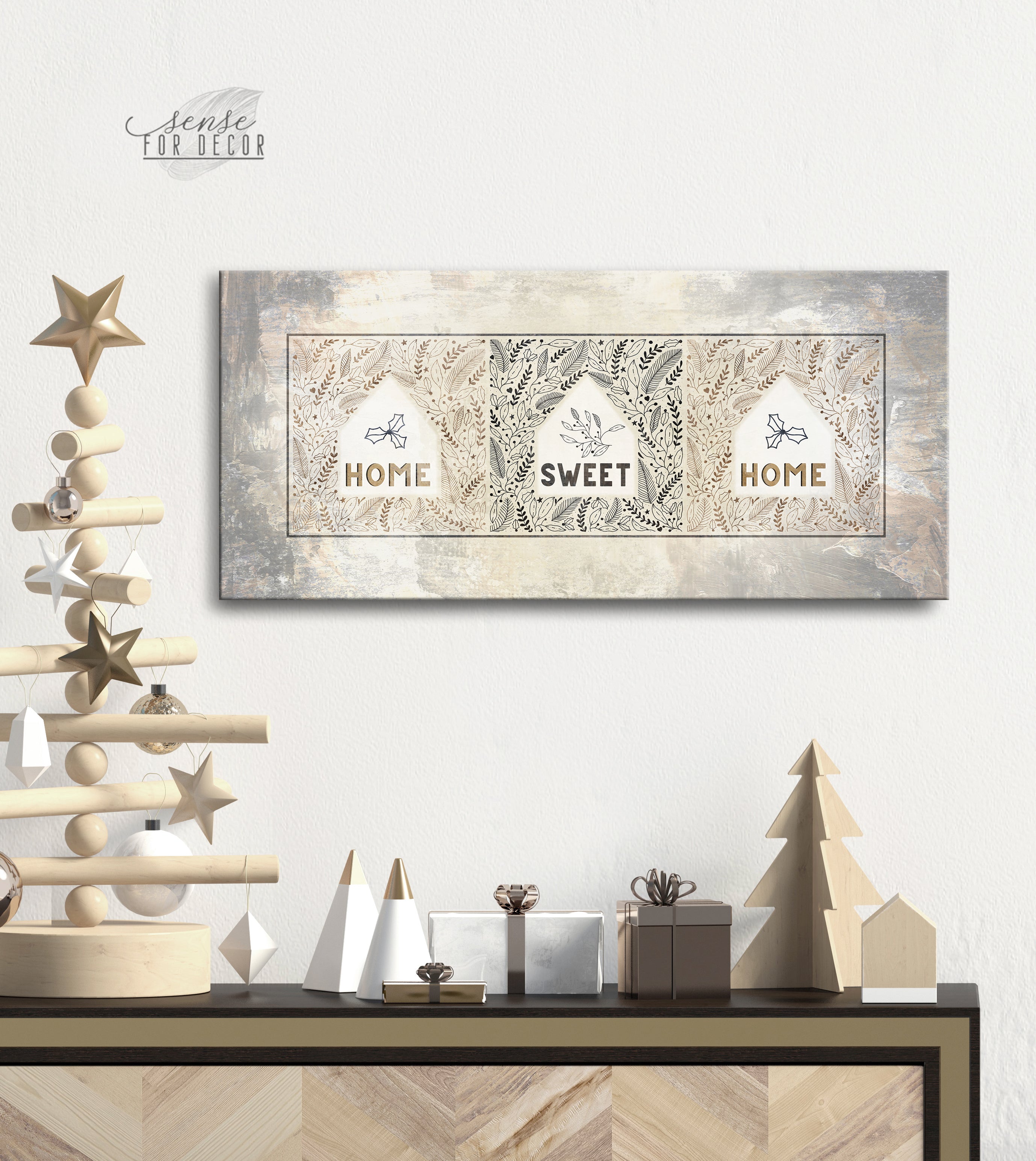 Exclusive Holiday Wall Art - 'Home Sweet Home' with Wood Frame, Ready to Hang! Buy 2, Save 20%