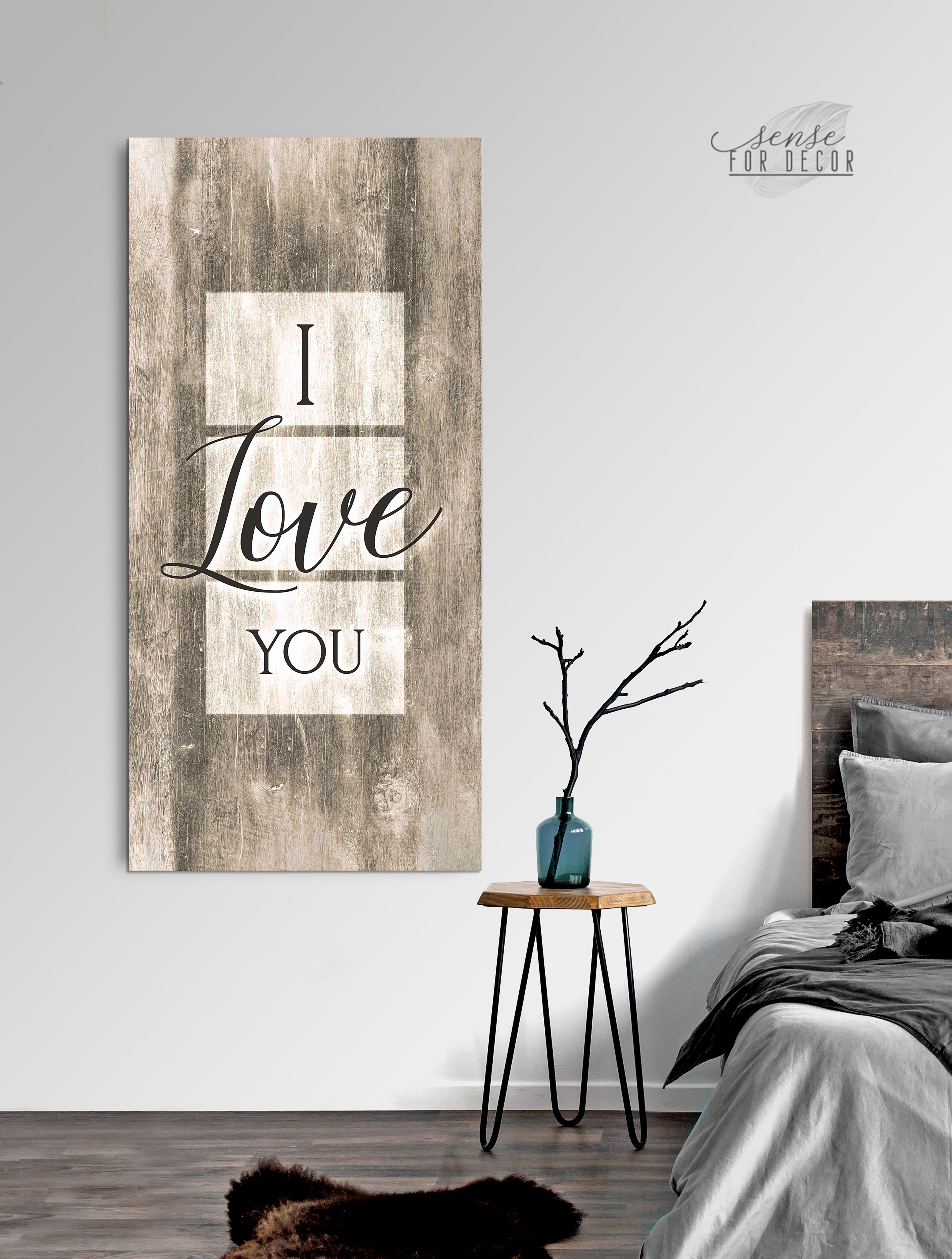High - Quality Wood - Framed 'I Love You' Couples Wall Art Ready To Hang