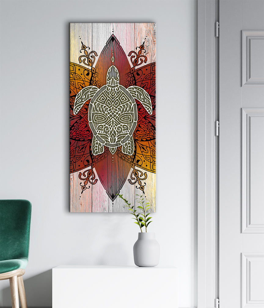 High - quality Boho Turtle Wall Art with Wood Frame, Ready to Hang for Your Home