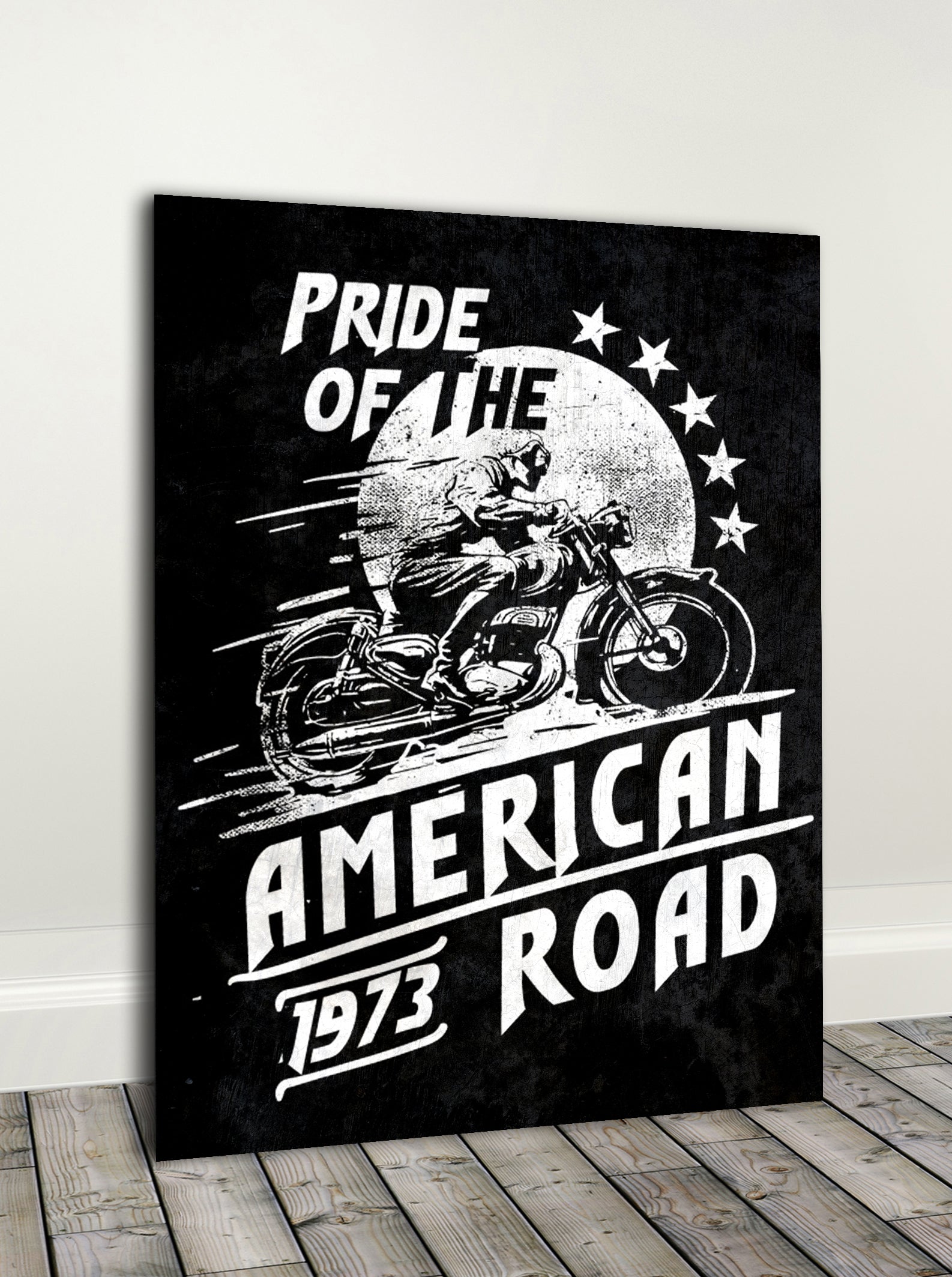 High - quality Wood - framed Biker Wall Art: Ready to Hang with Pride