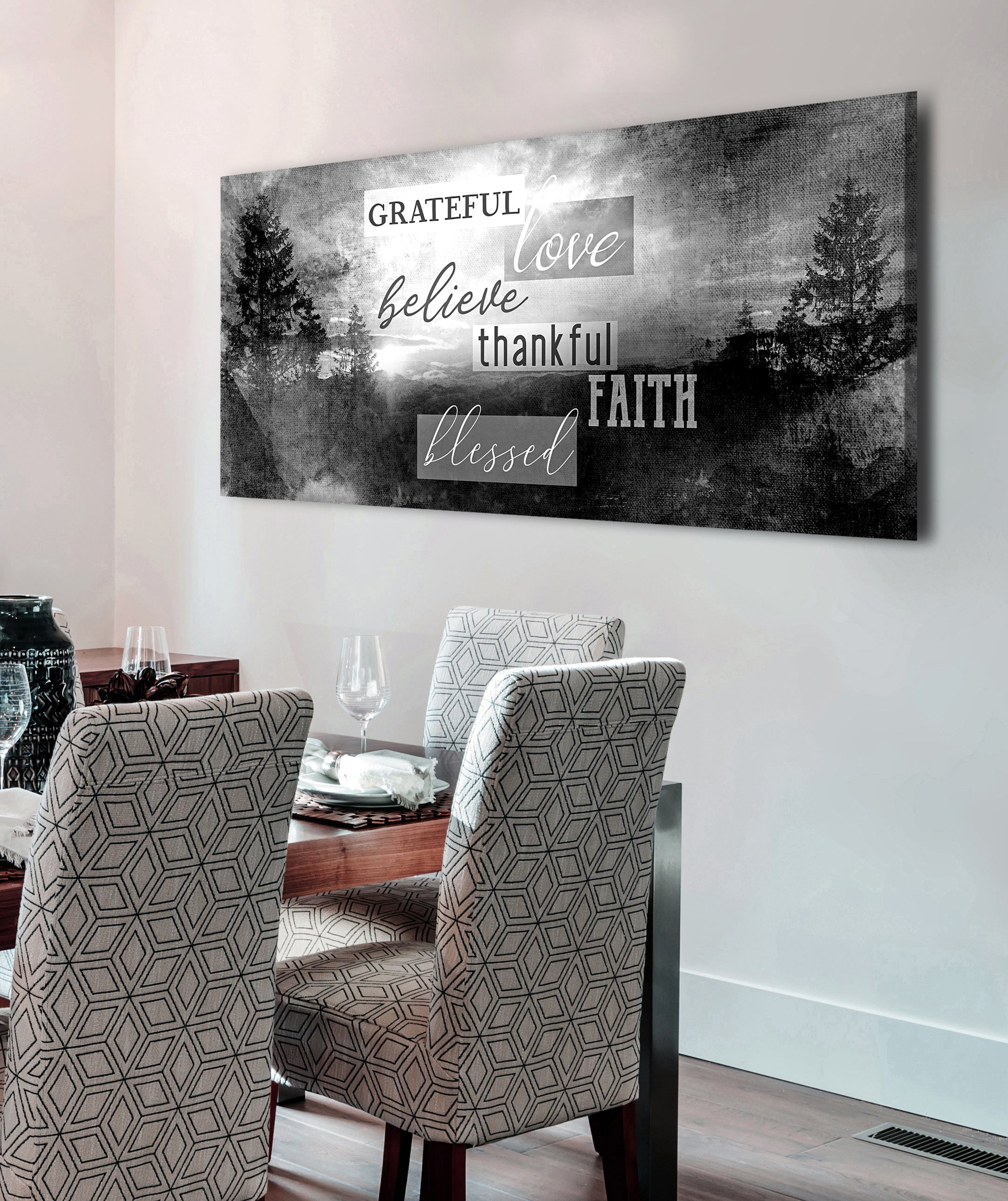 Hot Deal! Christian Wall Art - 'Grateful Love Believe' in Wood Frame, Ready To Hang