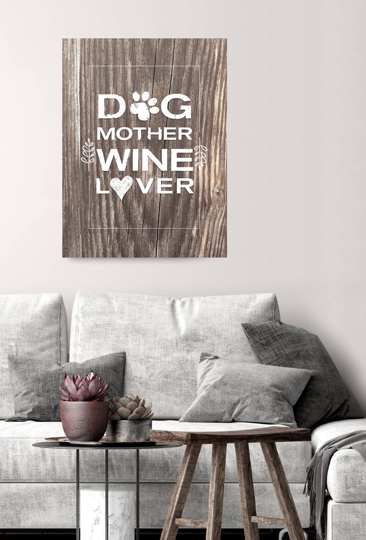 High - Quality Wood - Framed Dog Mother Wine Lover Pet Wall Art, Ready To Hang