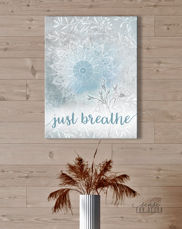 Exclusive! Ready - To - Hang 'Just Breathe V10' Home Wall Art with Wood Frame