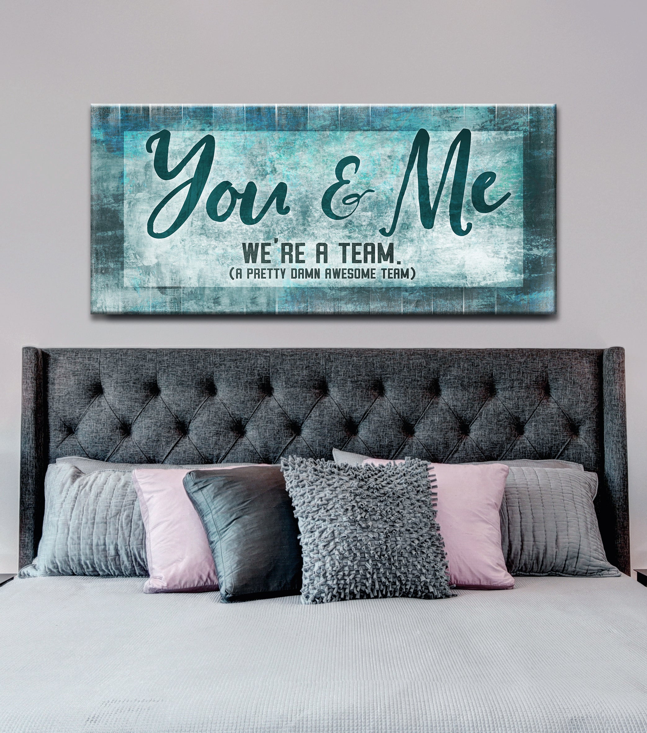 High - Quality Couples Wall Art: 'You & Me, A Perfect Team' with Wood Frame, Ready to Hang