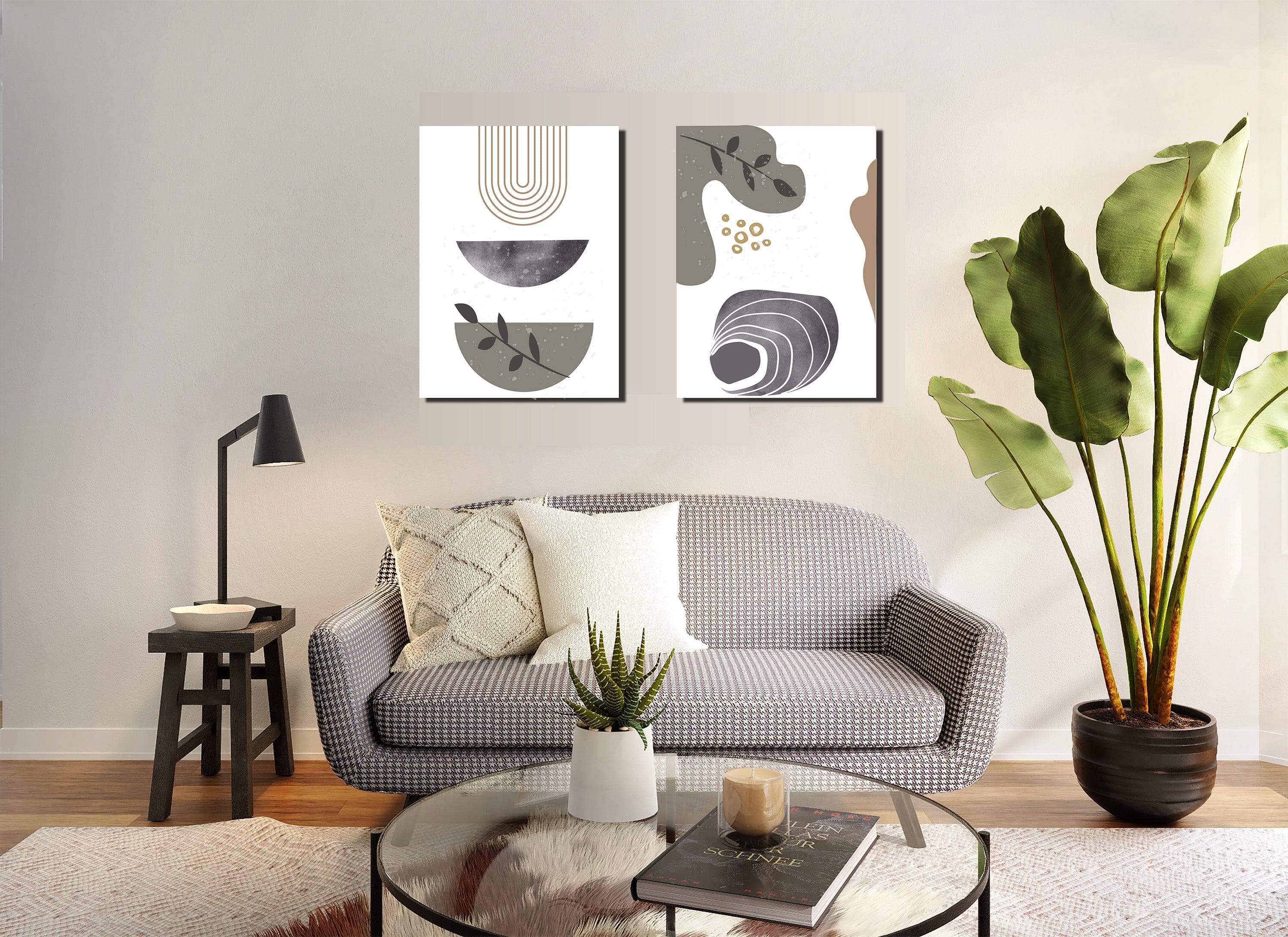 Hot Deal! Boho Abstract Wall Art with Wood Frame, Ready to Hang