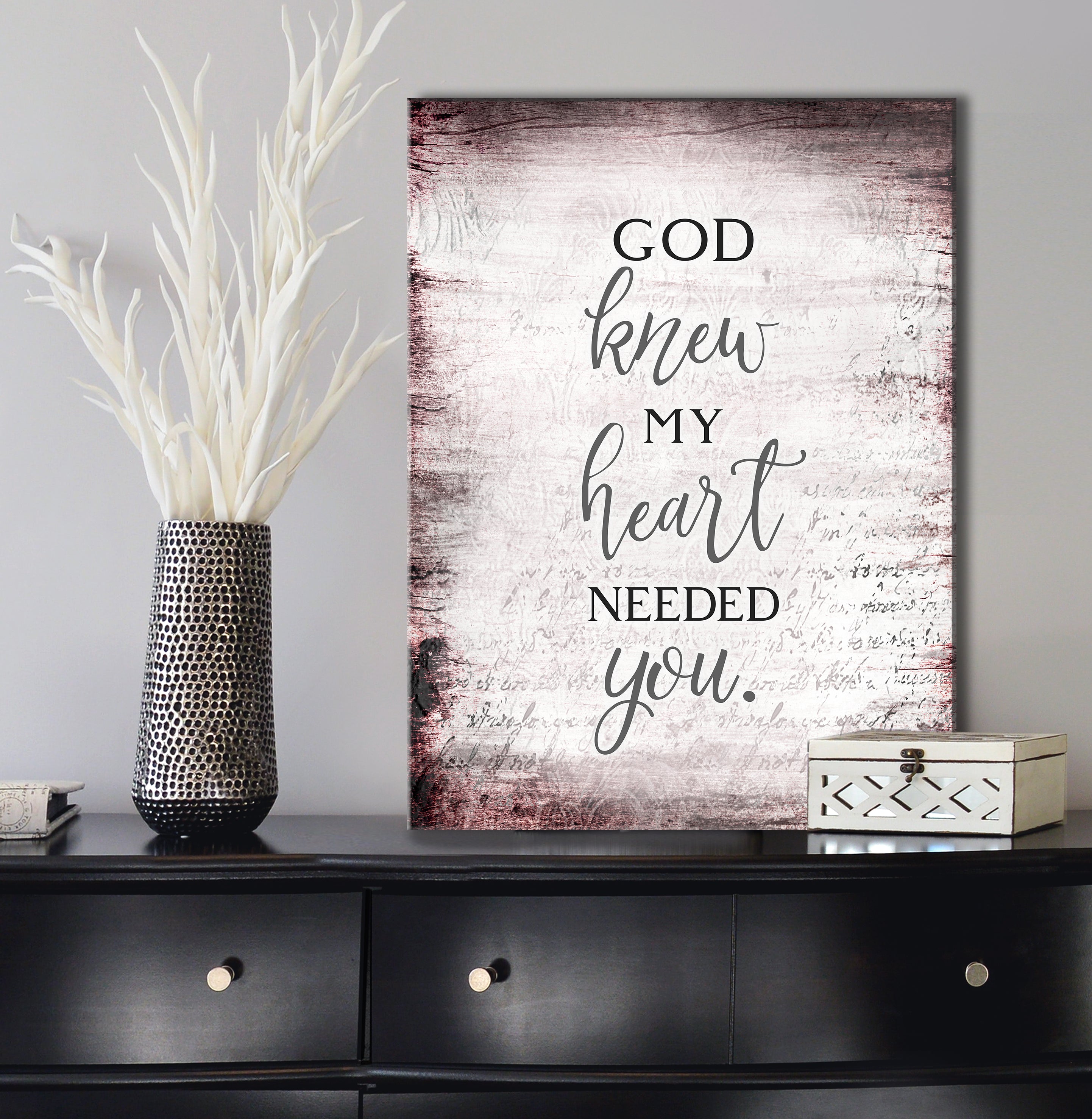 Hot Deal! Christian Wall Art - God Knew My Heart Needed You V3 with Wood Frame, Ready to Hang