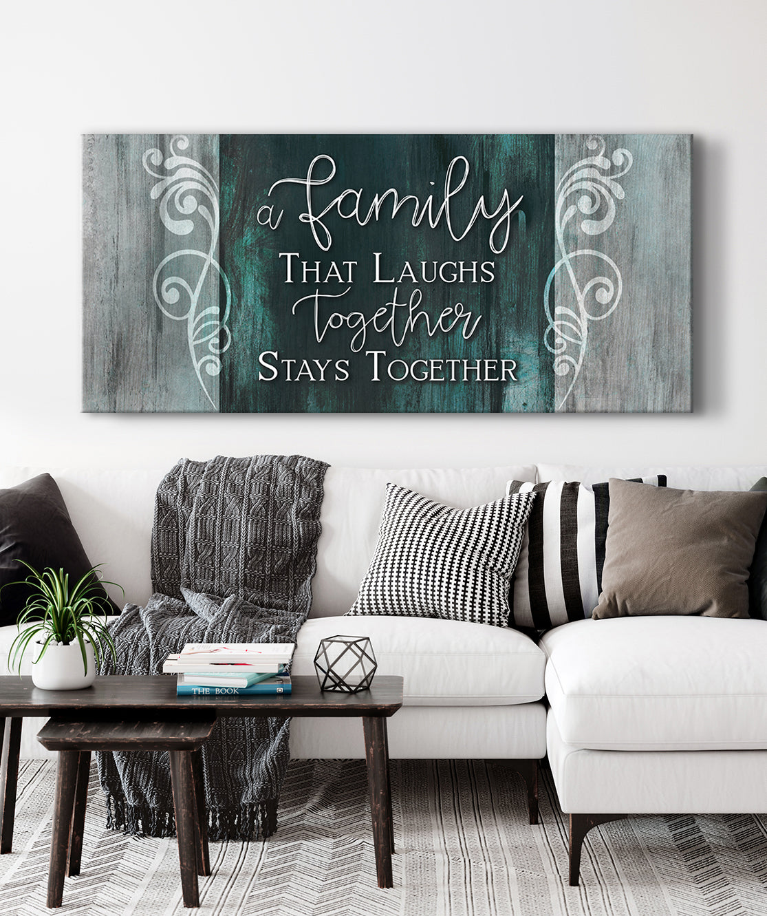 Exclusive Family Wall Art: Family That Laughs Together - Wood Frame, Ready To Hang
