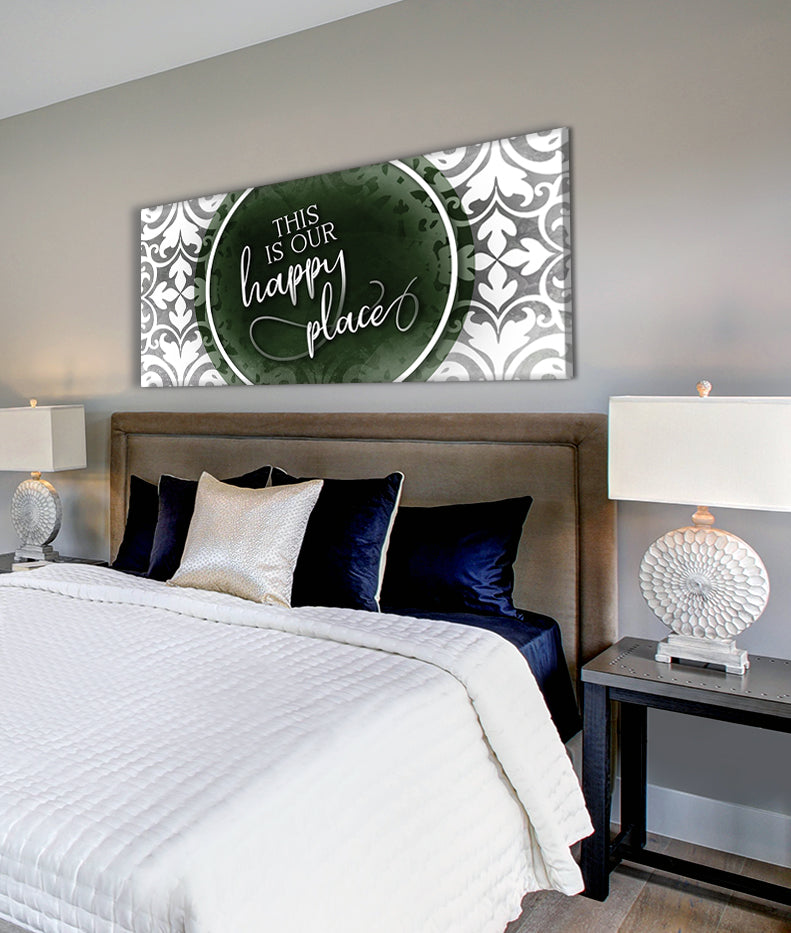 Hot Deal! 'This Is Our Happy Place V8' Home Wall Art with Wood Frame, Ready to Hang