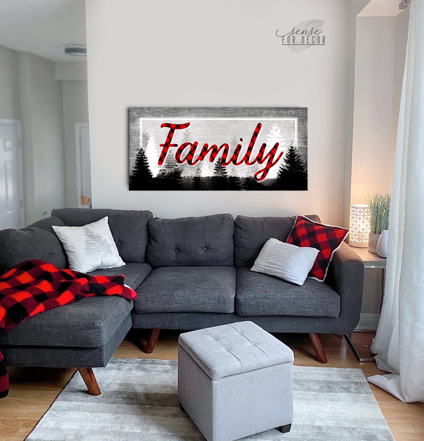 Hot Deal: Family Plaid Wall Art with Wood Frame, Ready to Hang