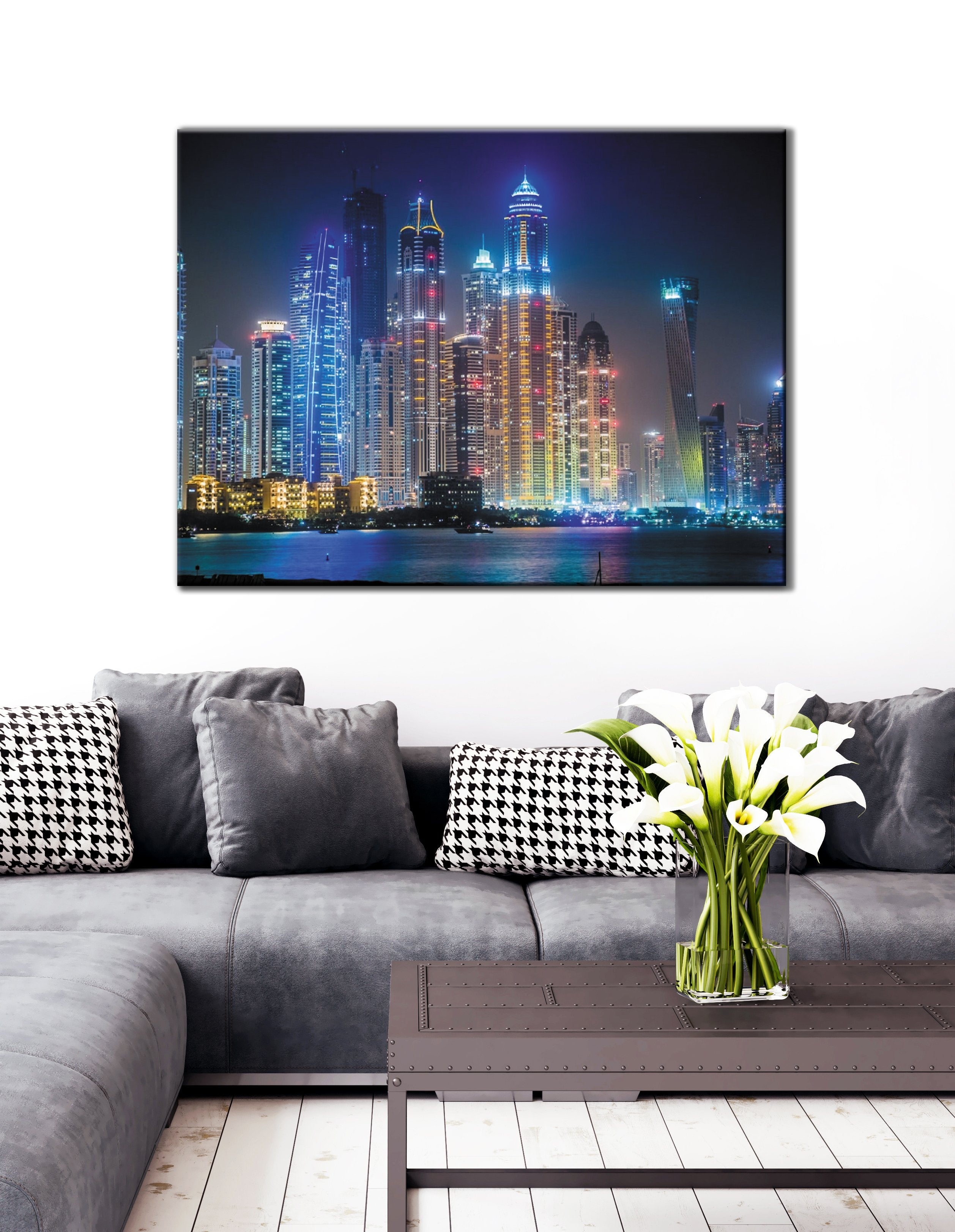 High - quality Lake Night Light Wall Art with Wood Frame, Ready to Hang