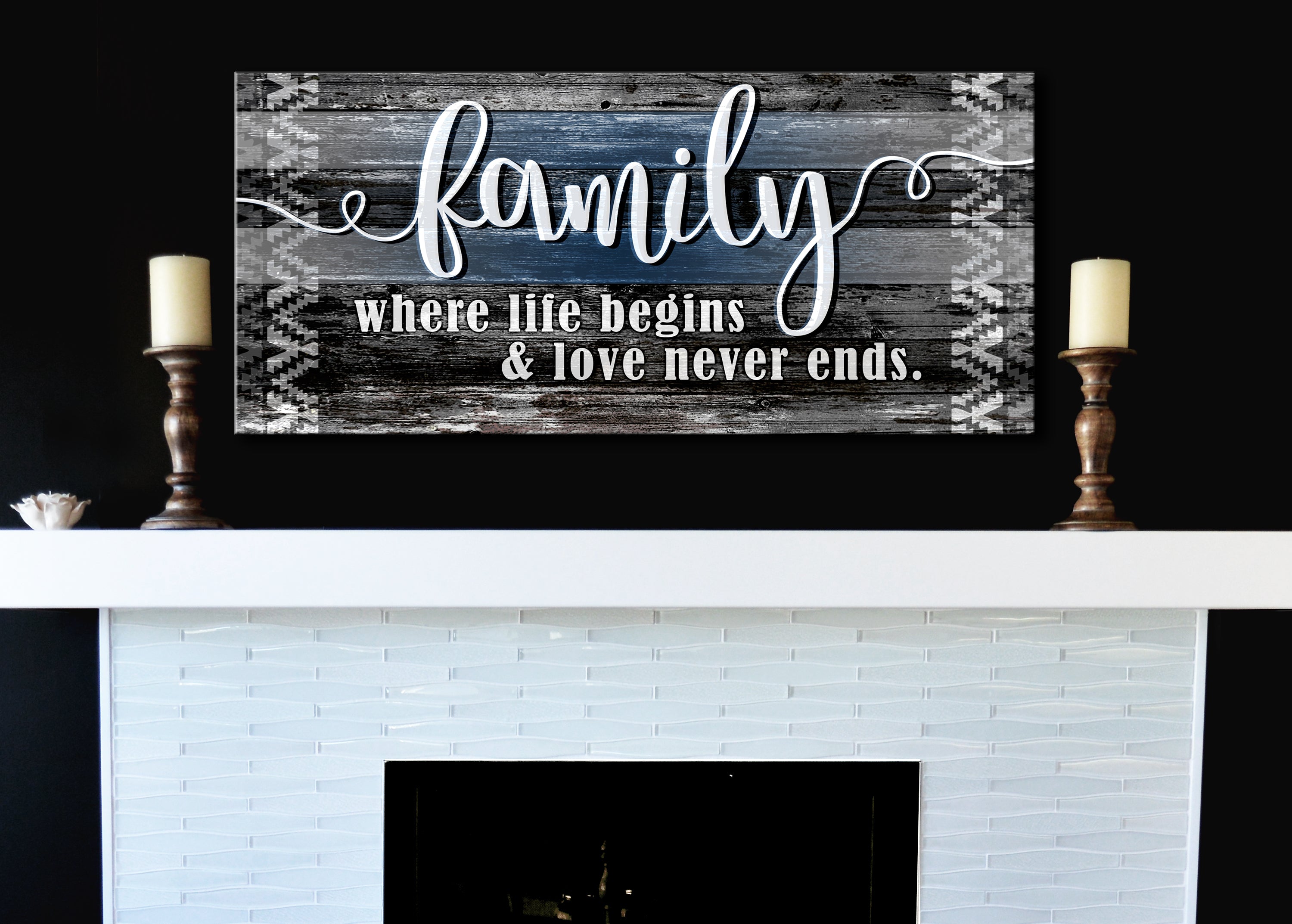 Ready-to-Hang Wood Frame Home Wall Art: Family, Where Life Starts and Love Never Ends