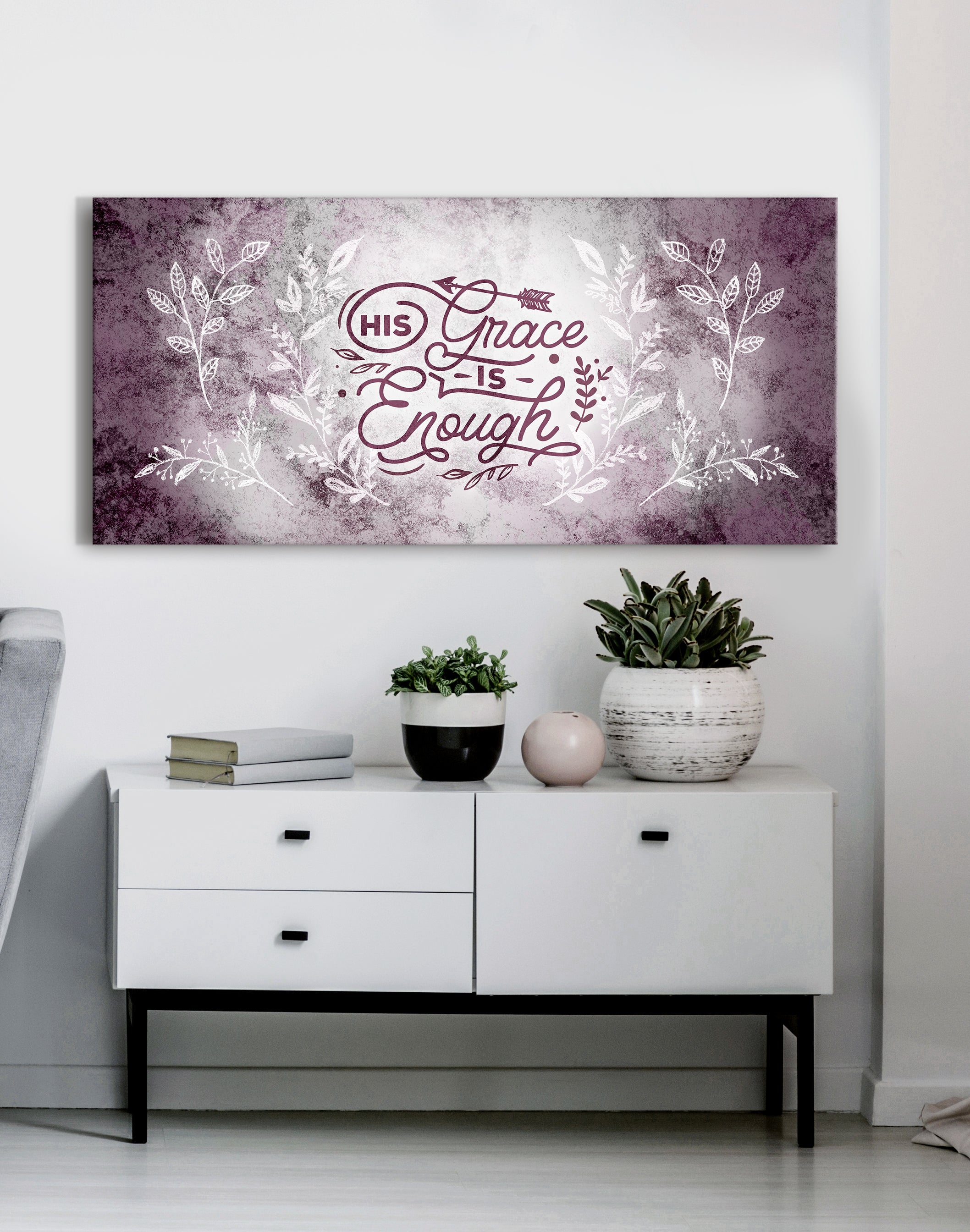 Christian Wall Art: His Grace Is Enough V3 - Ready To Hang Wood Frame! Buy 2, Save 20%