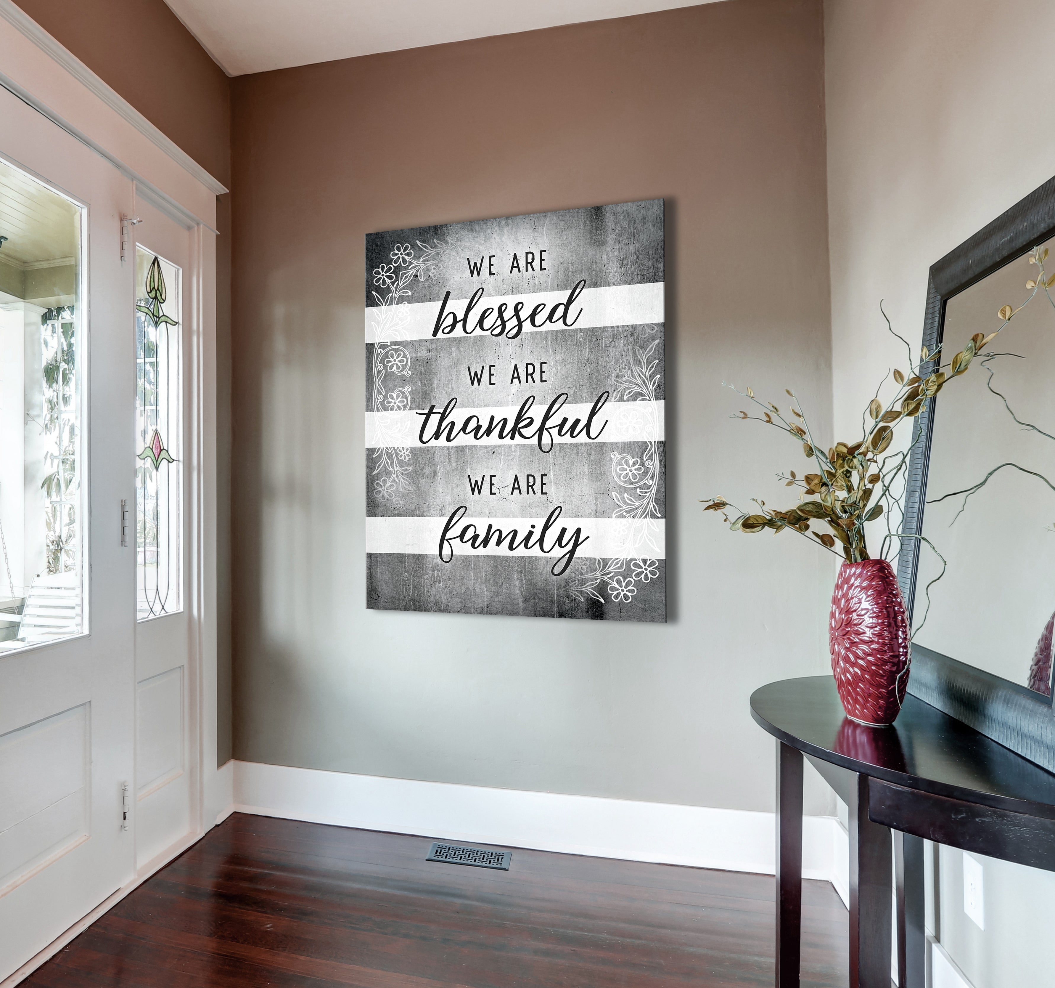 High - Quality Christian Wall Art: 'We Are Blessed We Are Thankful' with Wood Frame for Easy Hanging