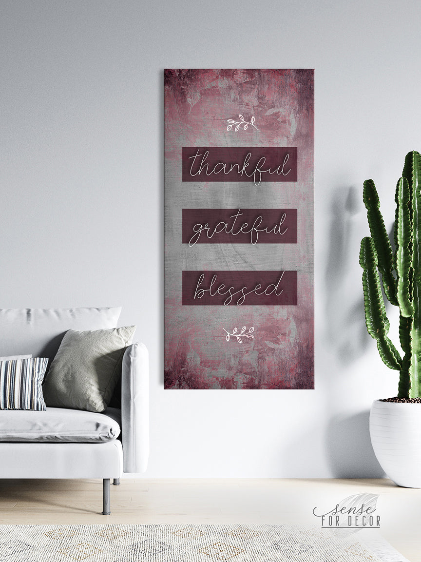 Hot Deal! Christian Wall Art - Thankful Grateful Blessed V14 with Wood Frame, Ready to Hang