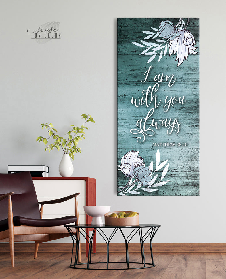 High - Quality Wood - Framed Couples Wall Art: 'I Am With You Always' Scripture V2 (Ready To Hang)