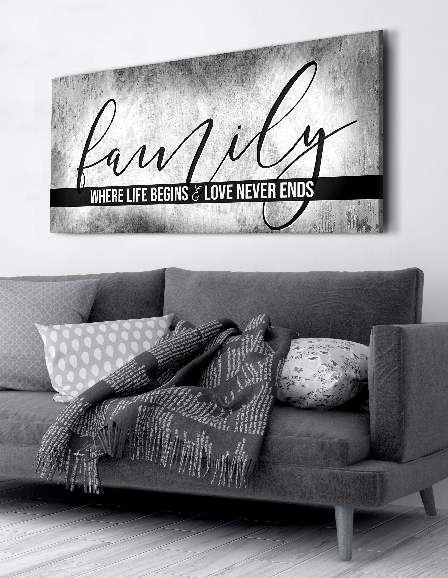 Exclusive Family Wall Art - Family Where Life Begins V9 with Wood Frame, Ready to Hang! Buy 2 Save 20%