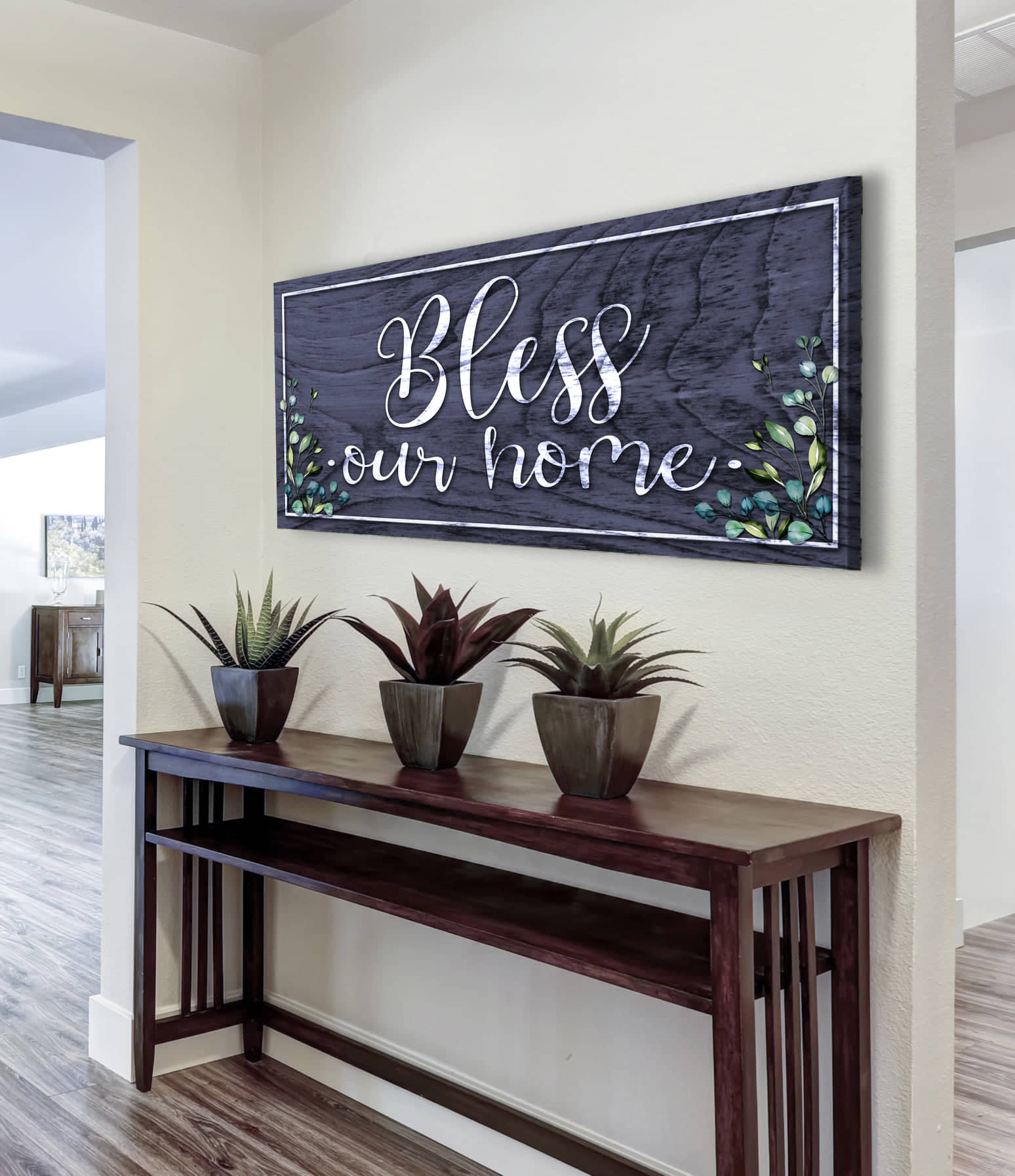 Christian Wall Art: Bless Food  V6 (Wood Frame Ready To Hang)