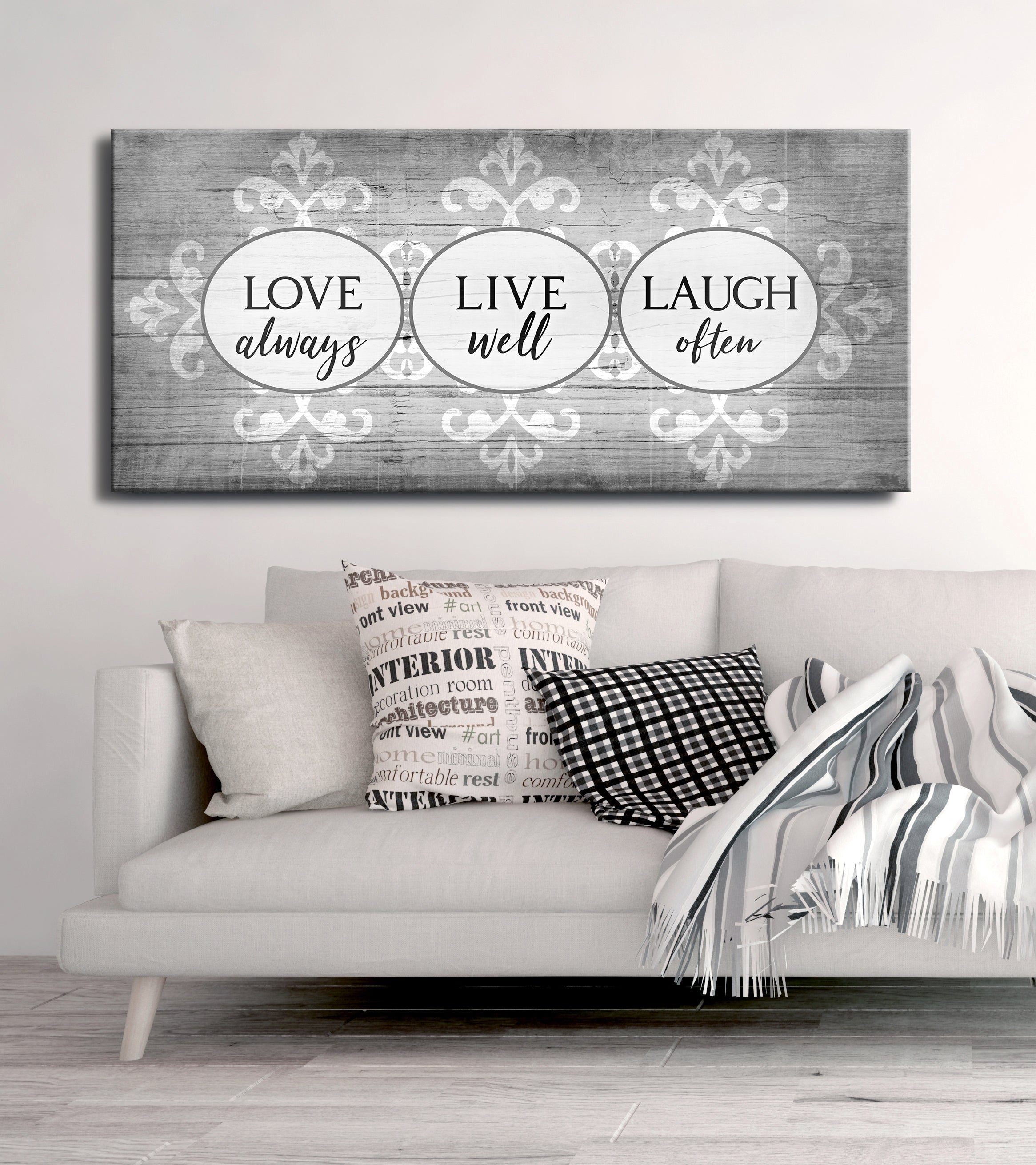 Hot! Ready-to-Hang Love Live Laugh Home Wall Art with Wood Frame
