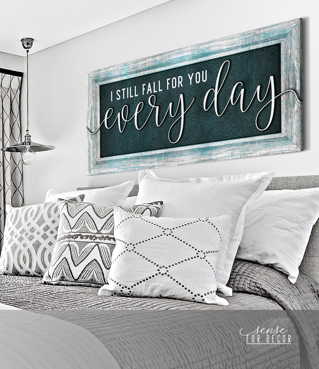 High - Quality Wood - Framed Couples Wall Art: I Still Fall for You Daily V3 (Ready to Hang)