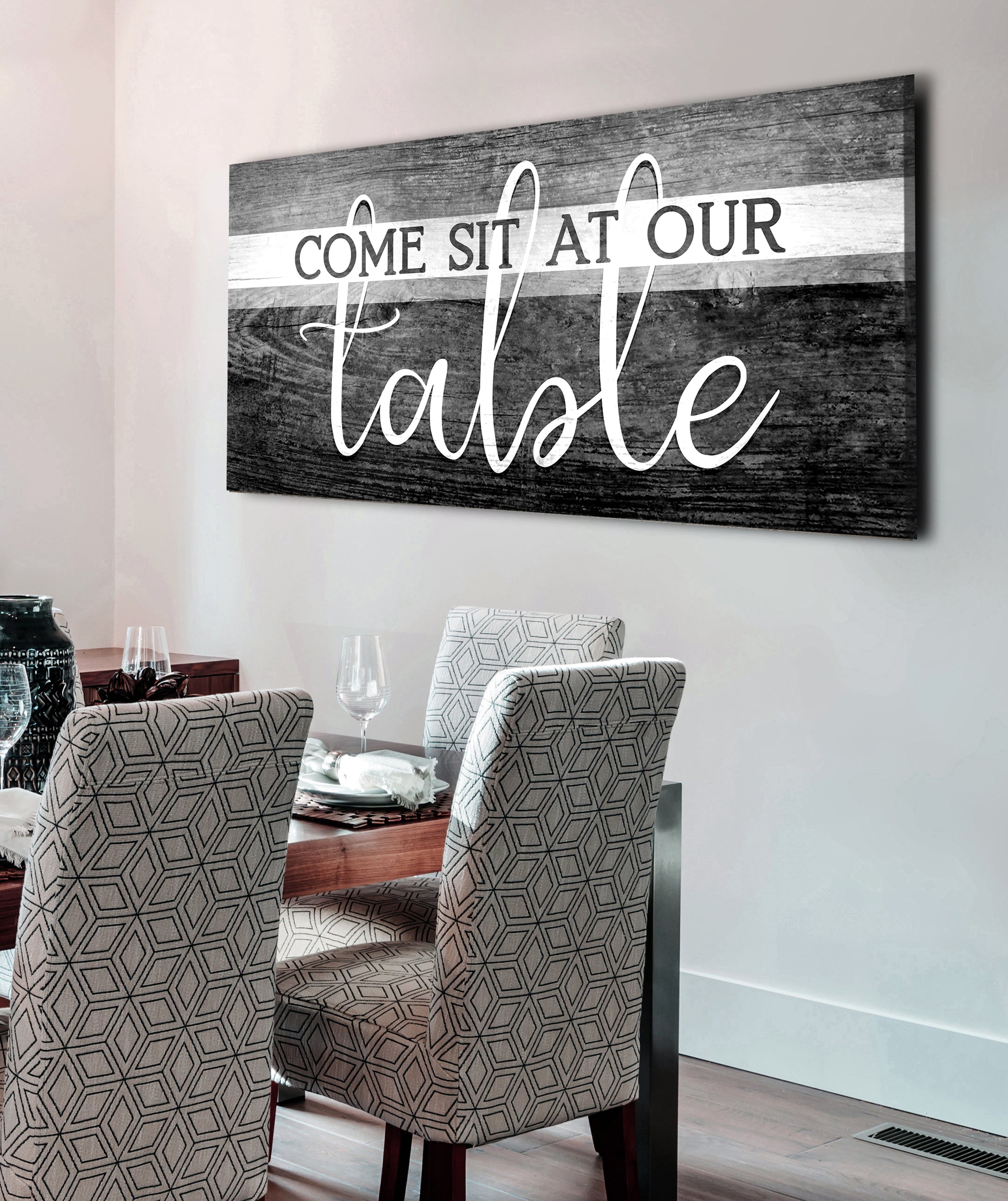 Ready-to-Hang Wood Frame Kitchen Wall Art: Come Sit At Our Table