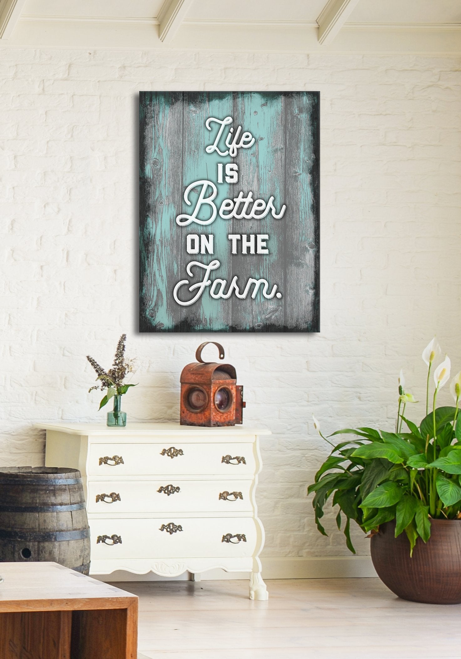 High - Quality Farm Wall Art: 'Life Is Better on the Farm' with Wood Frame, Ready to Hang