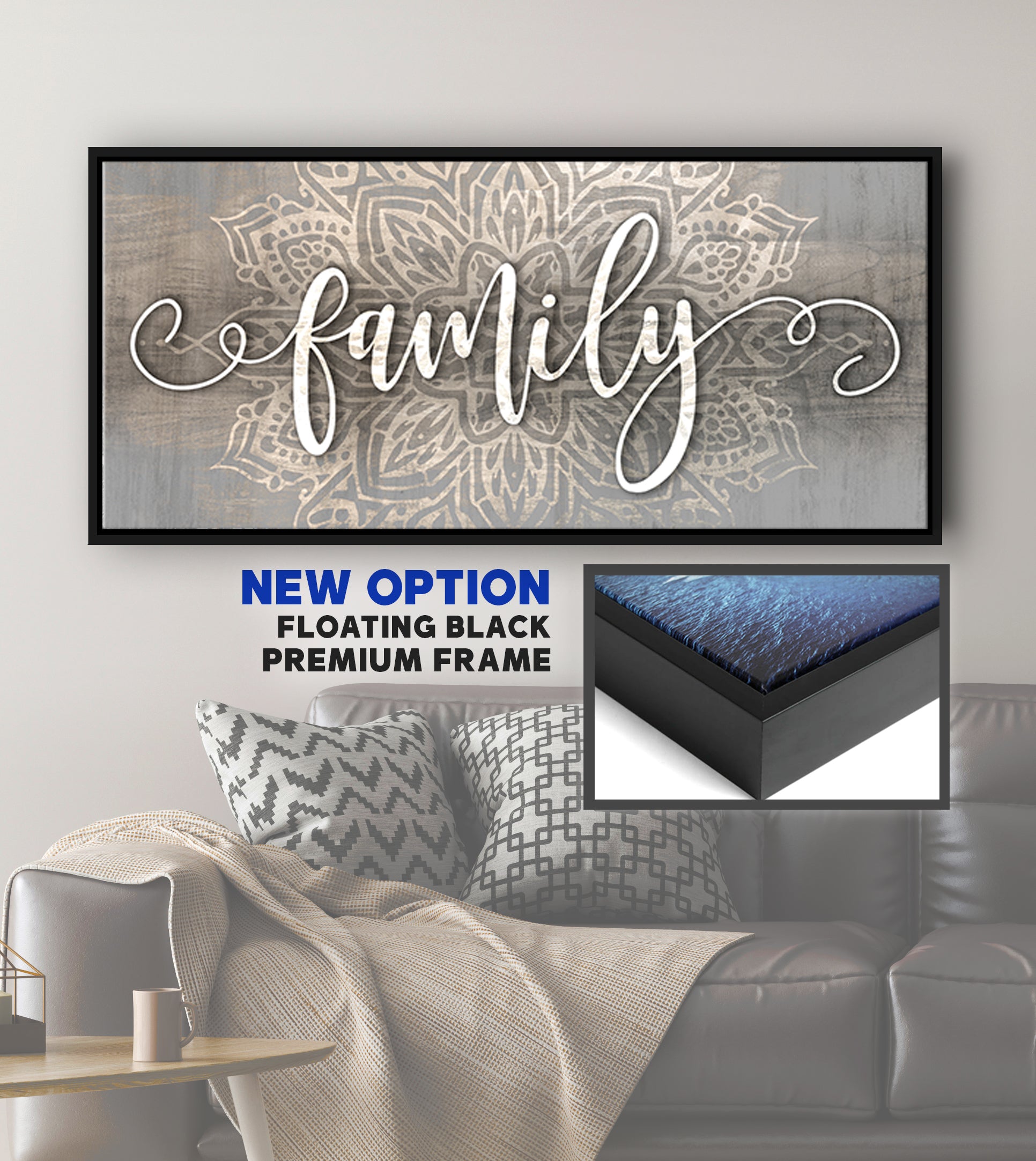 High - quality Boho Family Word Wall Art V10 with Wood Frame, Ready to Hang