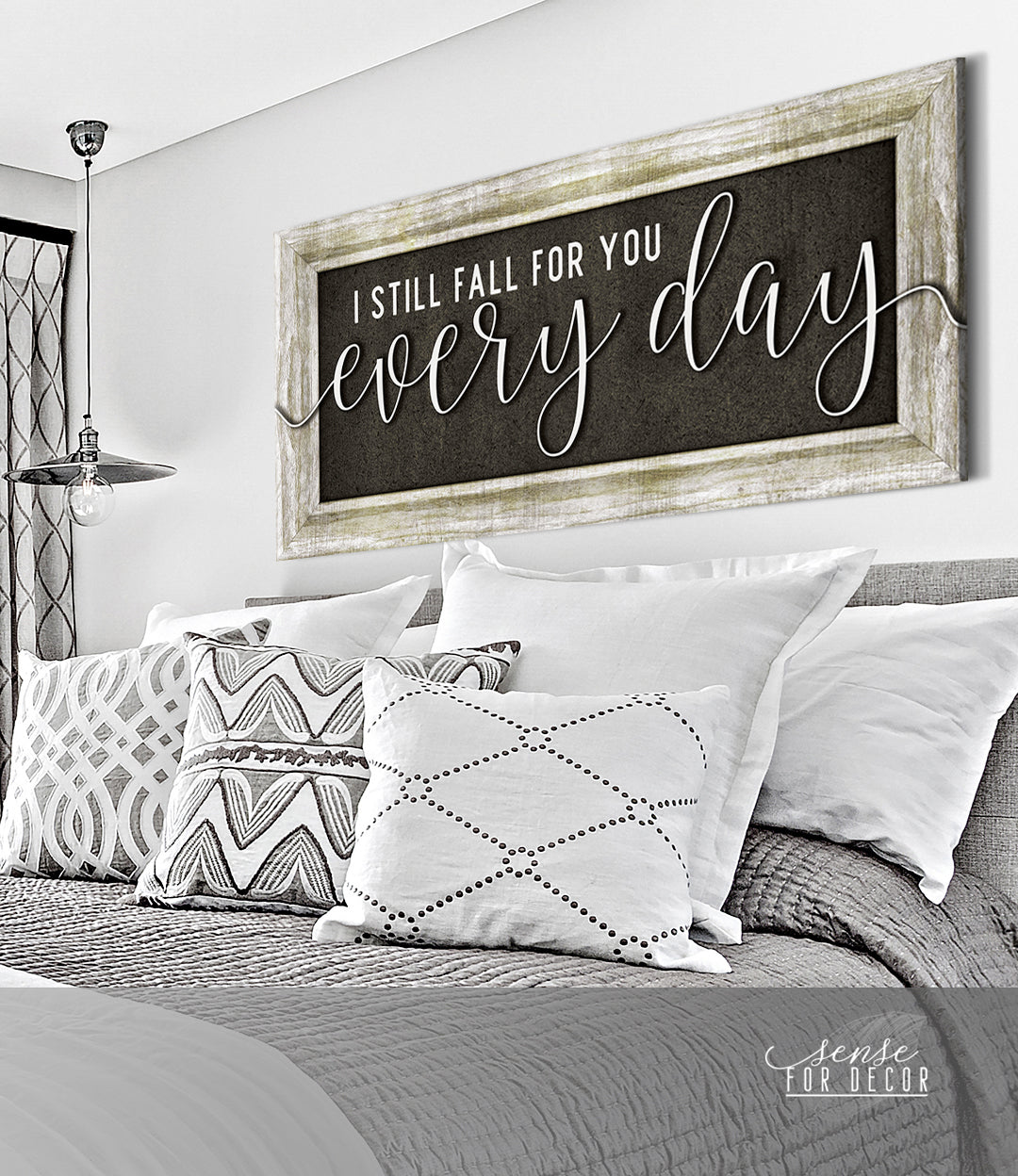 High - Quality Wood - Framed Couples Wall Art: I Still Fall for You Daily V3 (Ready to Hang)