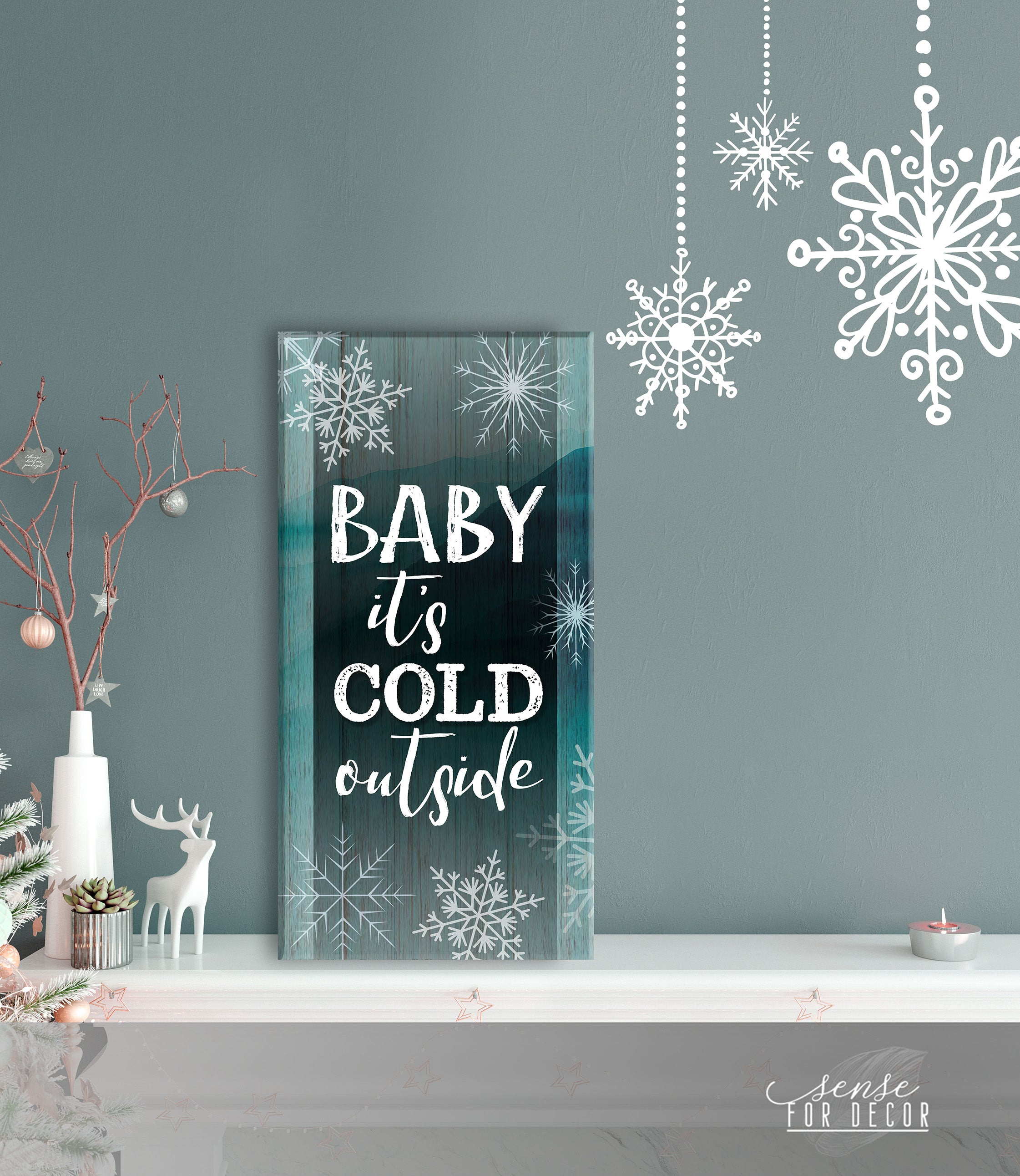 Hot Deal: Ready-to-Hang 'Baby It's Cold Outside' Couples Wall Art with Wood Frame