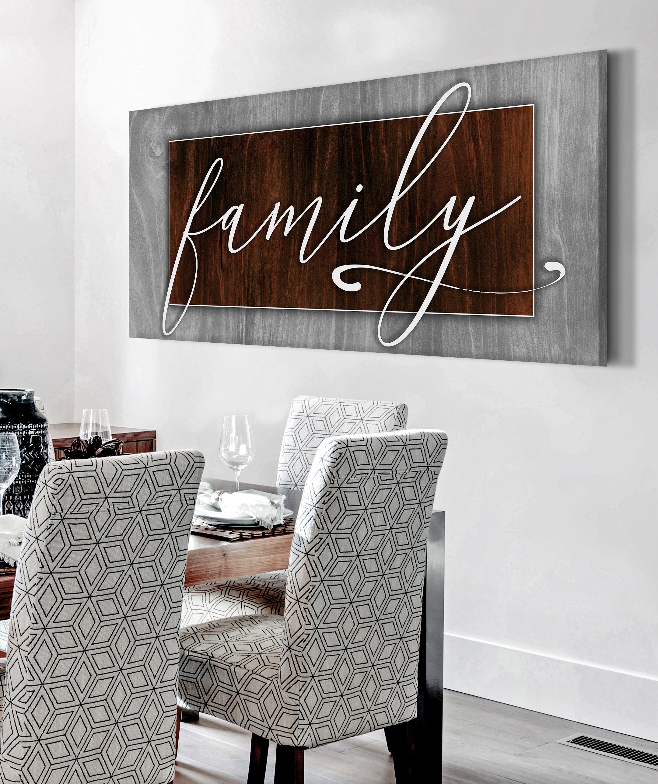 High - Quality Family Word Sign V3 with Wood Frame, Ready to Hang