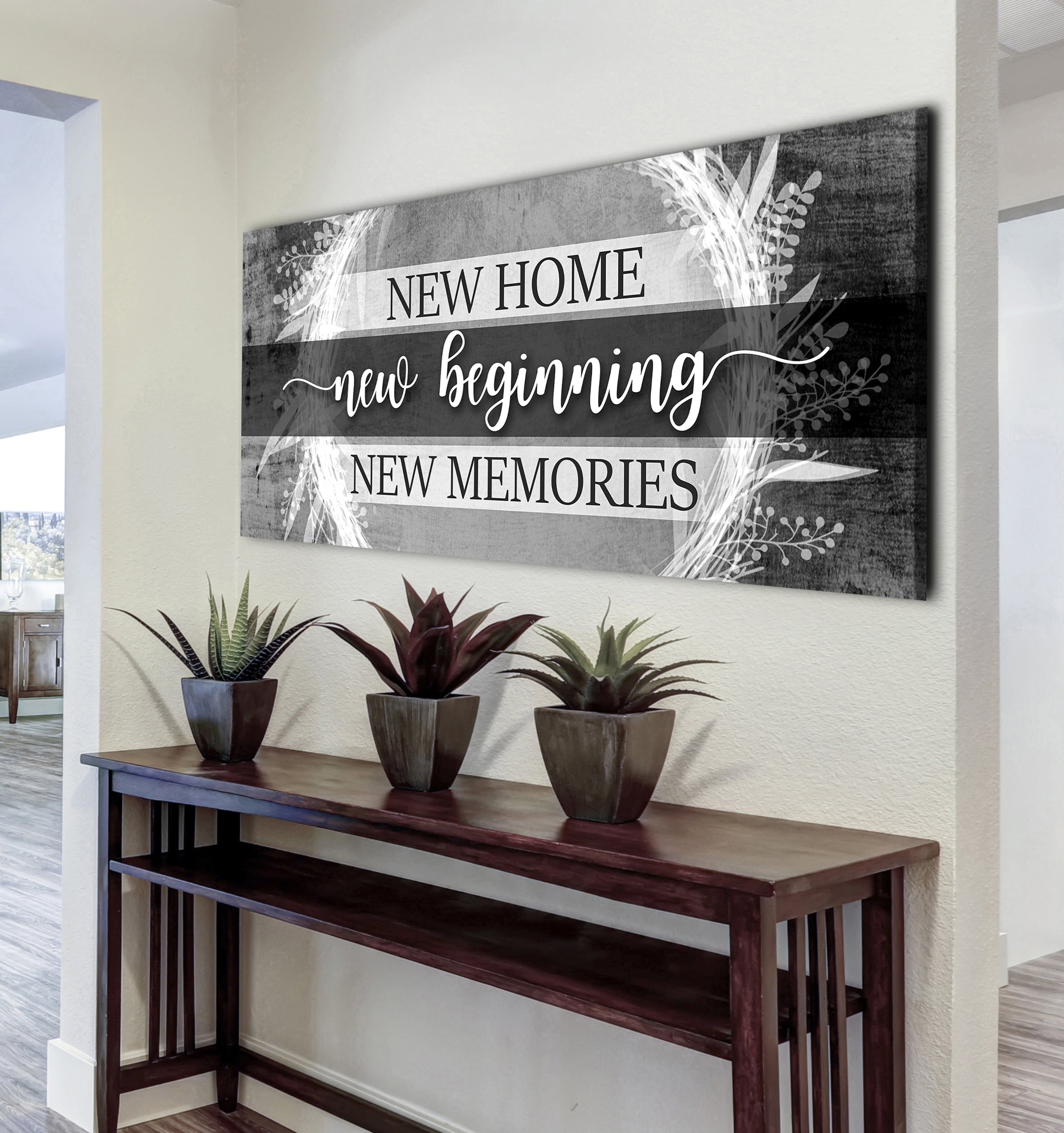 New Home, New Beginning V13 Wood Frame Wall Art, Ready To Hang