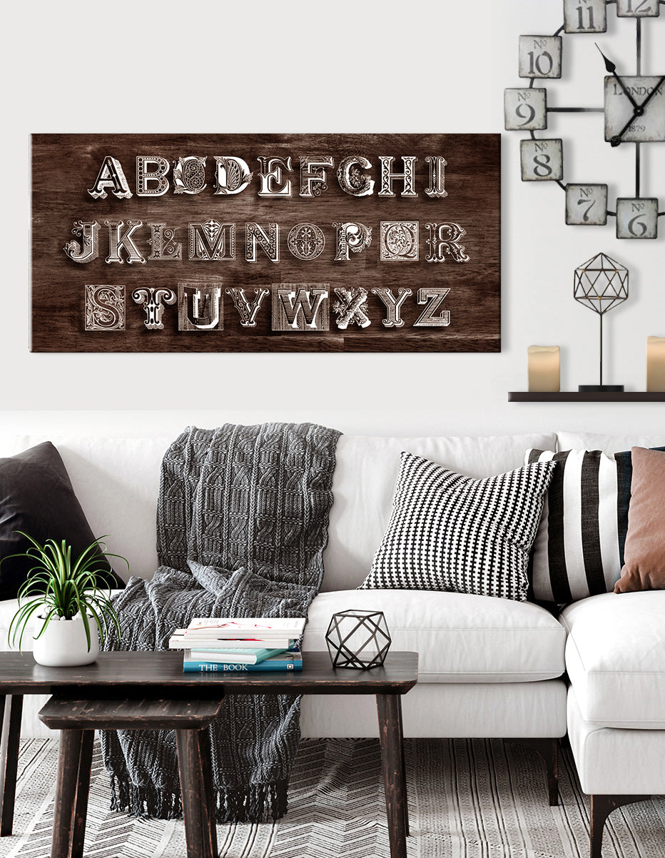 Hot Deal! Vintage Alphabet Wall Art with Wood Frame, Ready to Hang