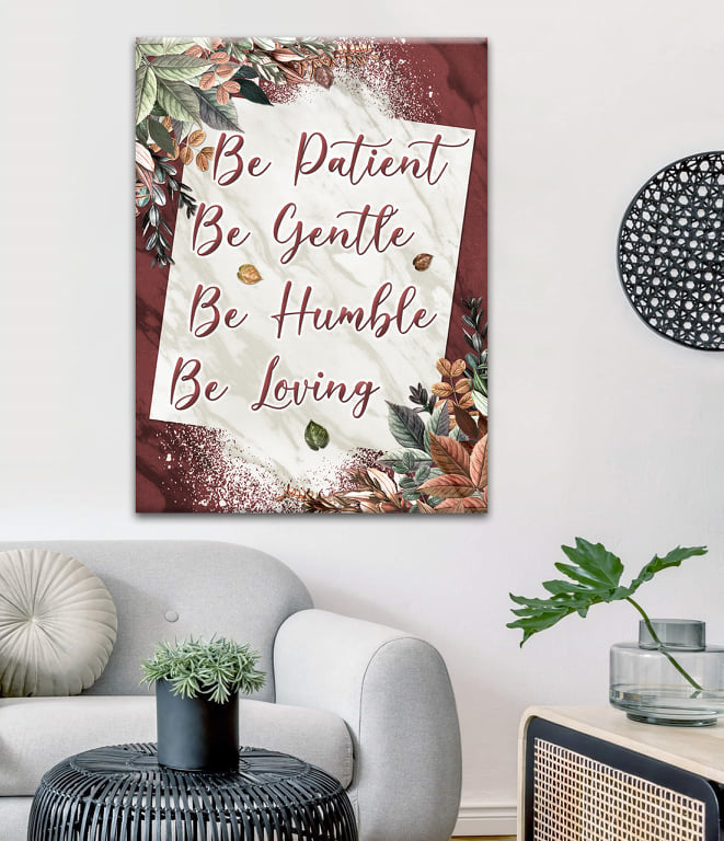 Hot! Ready-to-Hang Wood Frame Wall Art: Be Patient Be Gentle V2