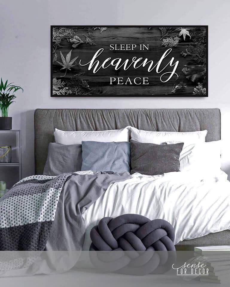 Exclusive Bedroom Wall Art: Sleep Peacefully (Wood Frame, Ready To Hang)