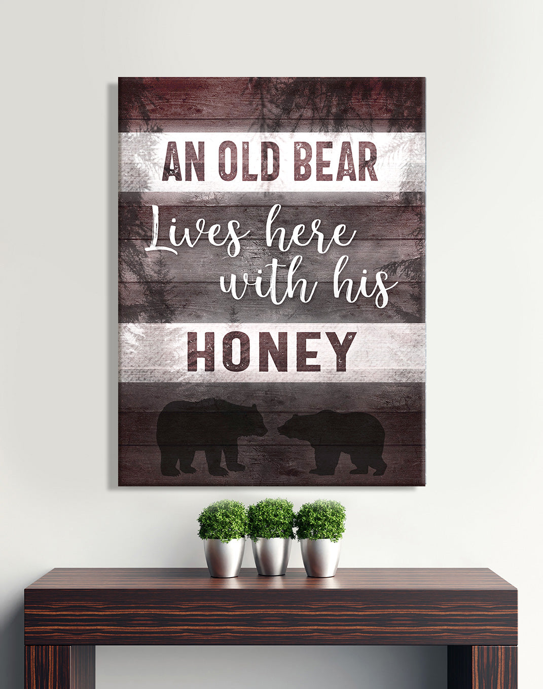 Hot Deal! Ready-to-Hang Wood Frame Home Wall Art - An Old Bear With His Honey