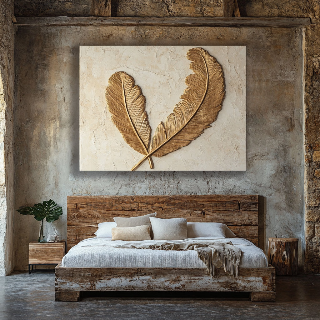 Hot! Golden Plume - Feather Wall Art for Rustic & Modern Homes