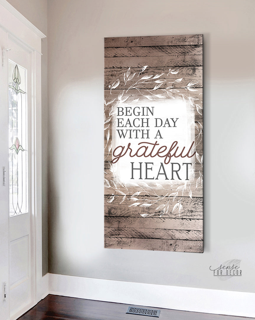 Exclusive Christian Wall Art: Start Each Day with a Grateful Heart - V7, Buy 2 Save 20%