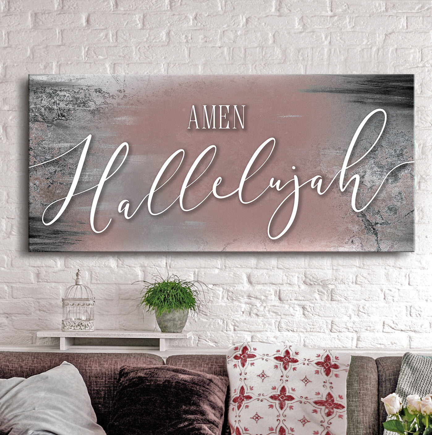 Exclusive Christian Wall Art: 'Amen Hallelujah' with Wood Frame, Ready to Hang - Buy 2 Get 20% Off!