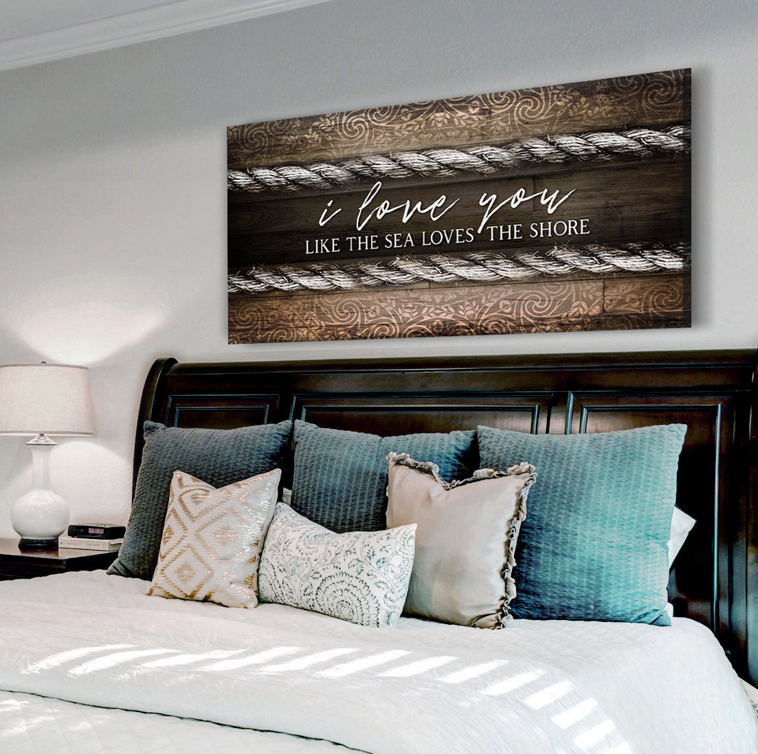 Exclusive Couples Wall Art: 'I Love You Like the Sea Loves the Shore' with Wood Frame, Ready to Hang - Buy 2 Save 20%