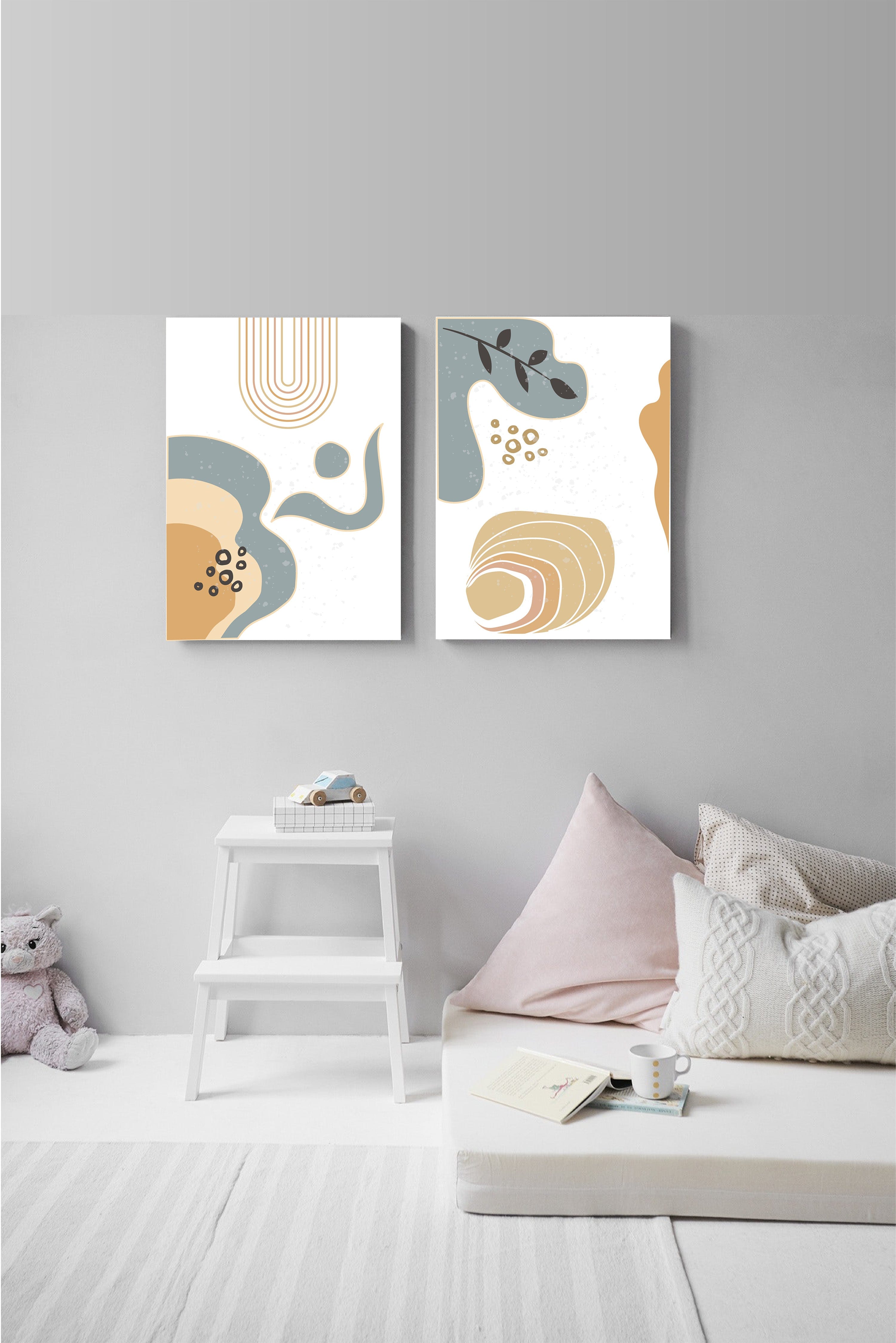 Hot Deal! Boho Abstract Wall Art with Wood Frame, Ready to Hang