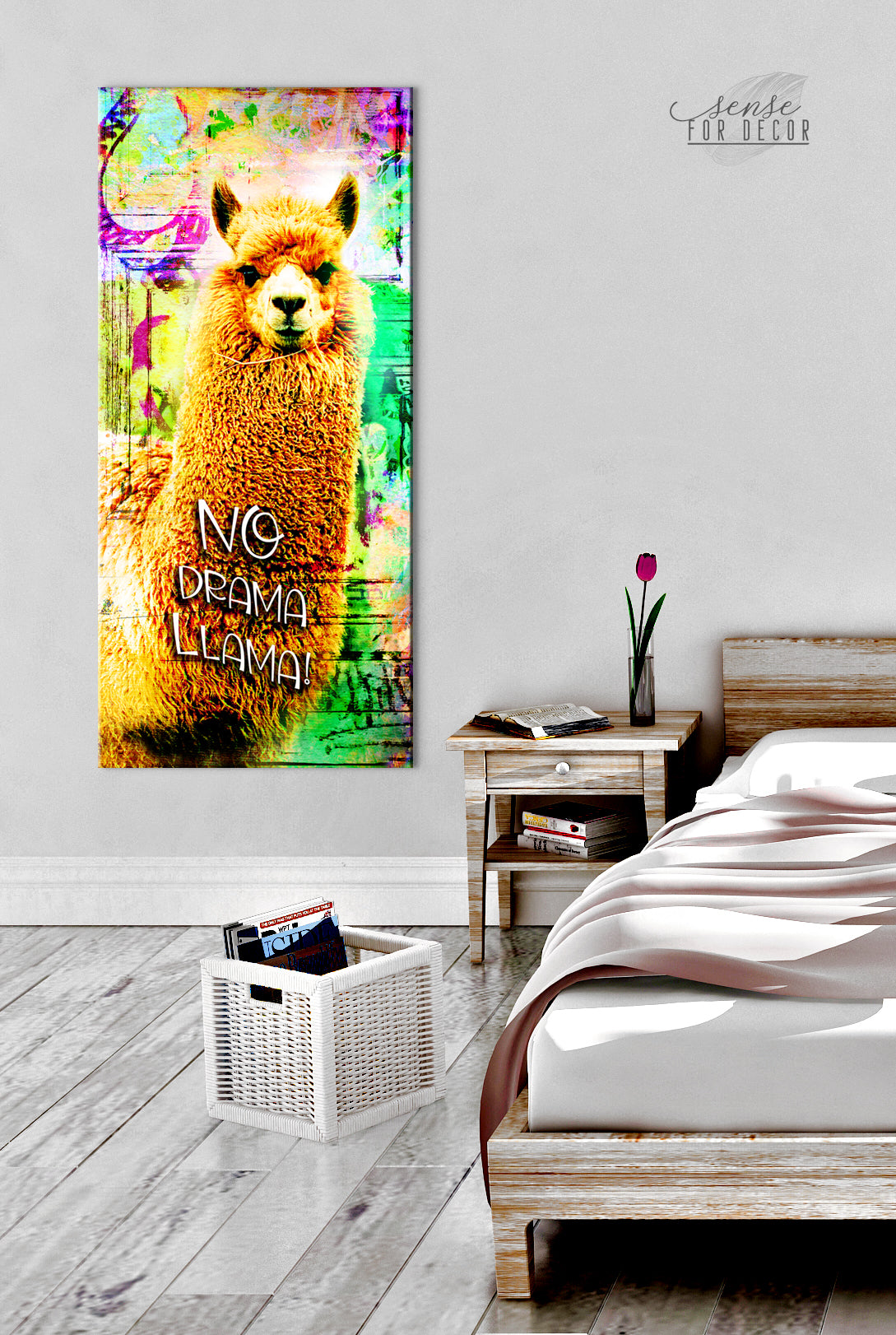 Hot! Teen No Drama Llama Wood Frame Wall Art, Ready To Hang