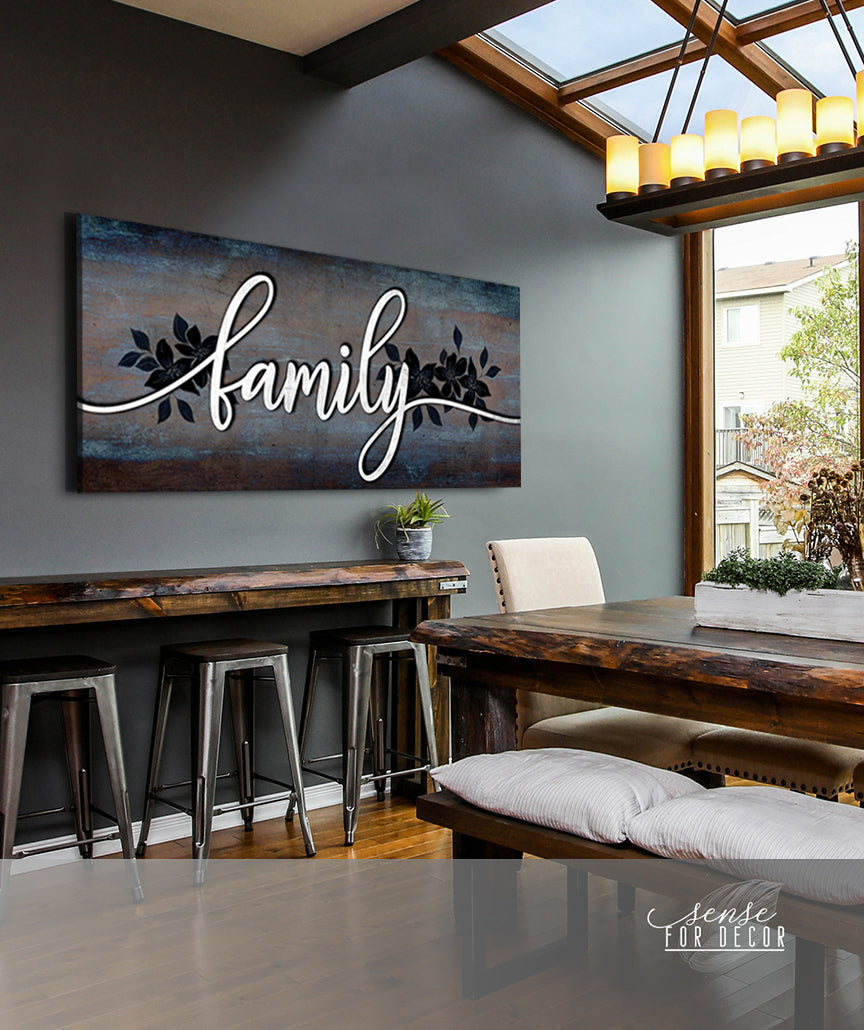 Hot Deal! Family Wall Art - Ready-to-Hang Family Word Sign V12 with Wood Frame
