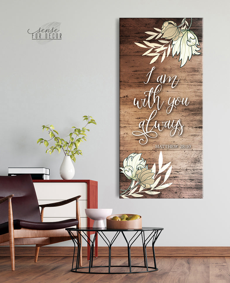High - Quality Wood - Framed Couples Wall Art: 'I Am With You Always' Scripture V2 (Ready To Hang)
