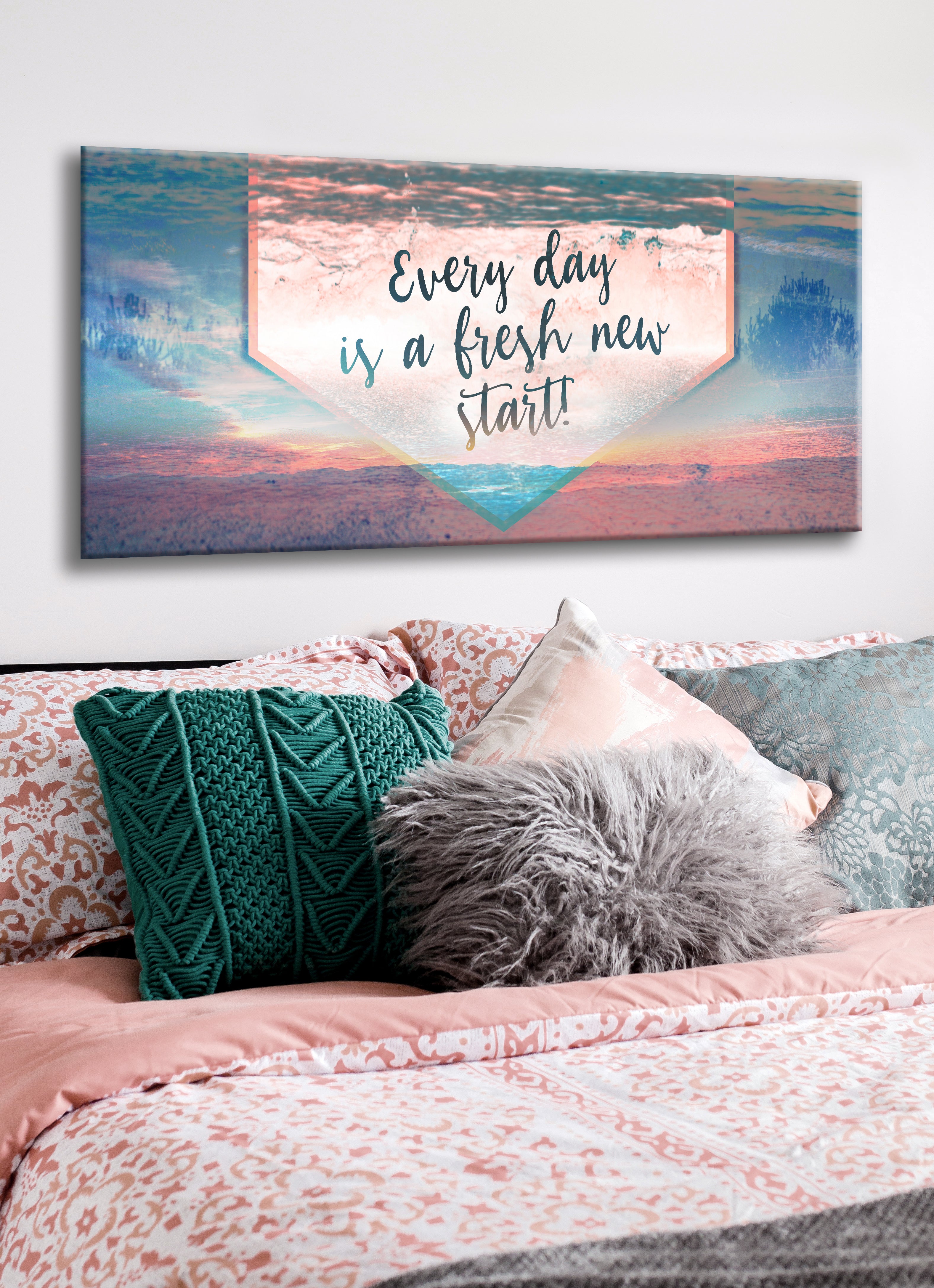 Ready-to-Hang Wood Frame Home Wall Art: A Fresh Start Every Day - Buy 2, Save 20%