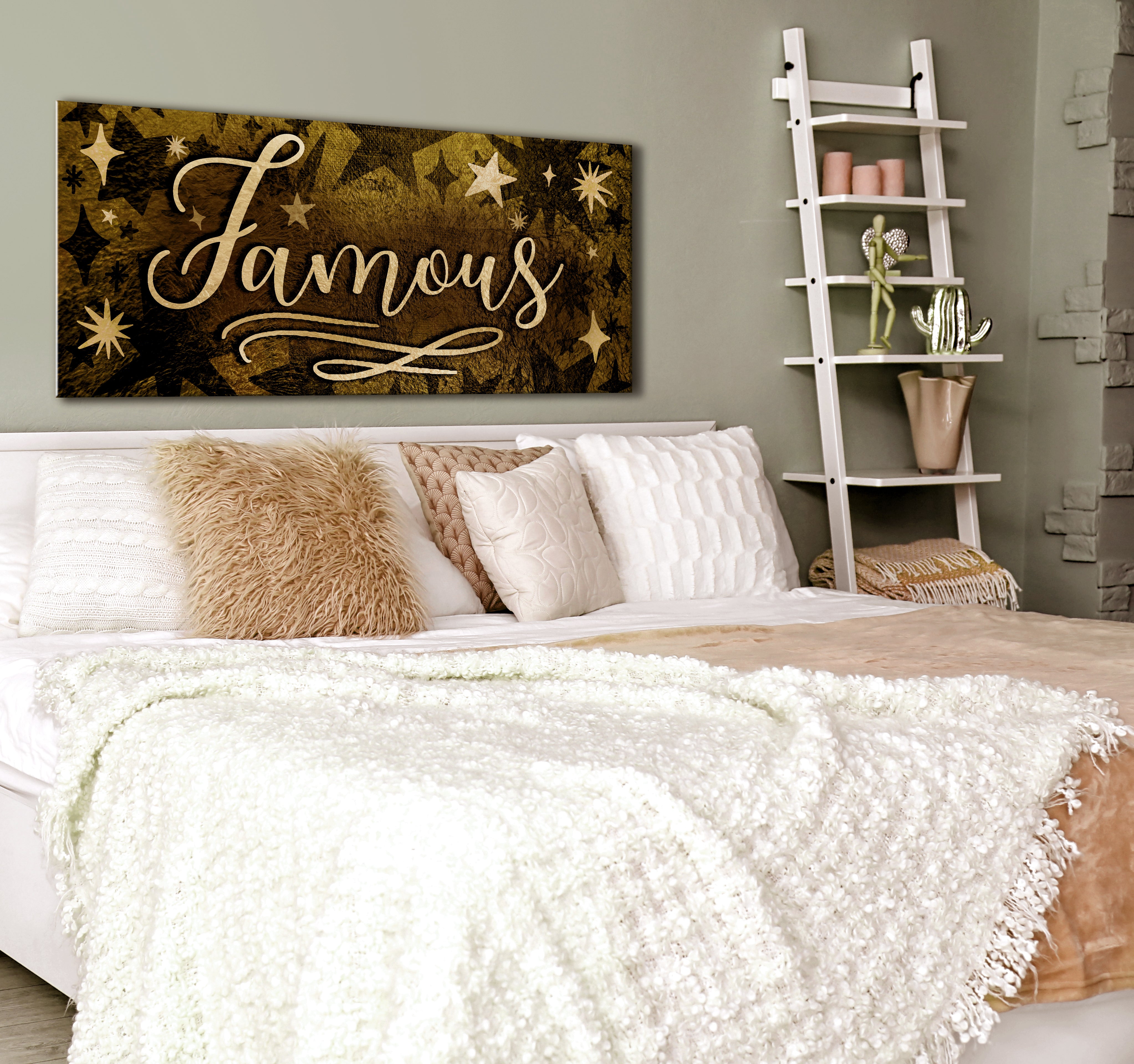 Hot! Teen Famous Wall Art with Wood Frame, Ready to Hang