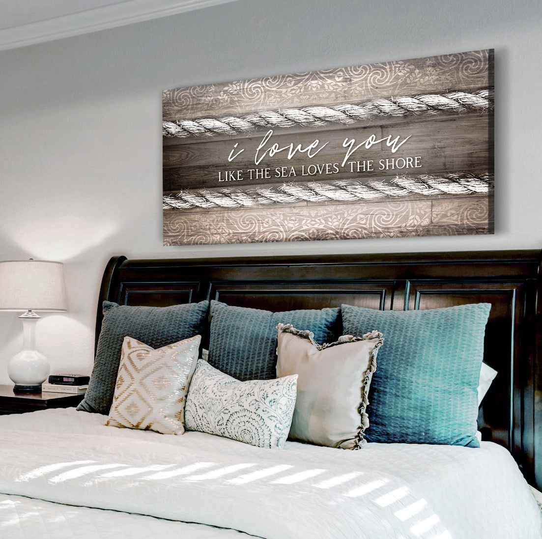 Exclusive Couples Wall Art: 'I Love You Like the Sea Loves the Shore' with Wood Frame, Ready to Hang - Buy 2 Save 20%